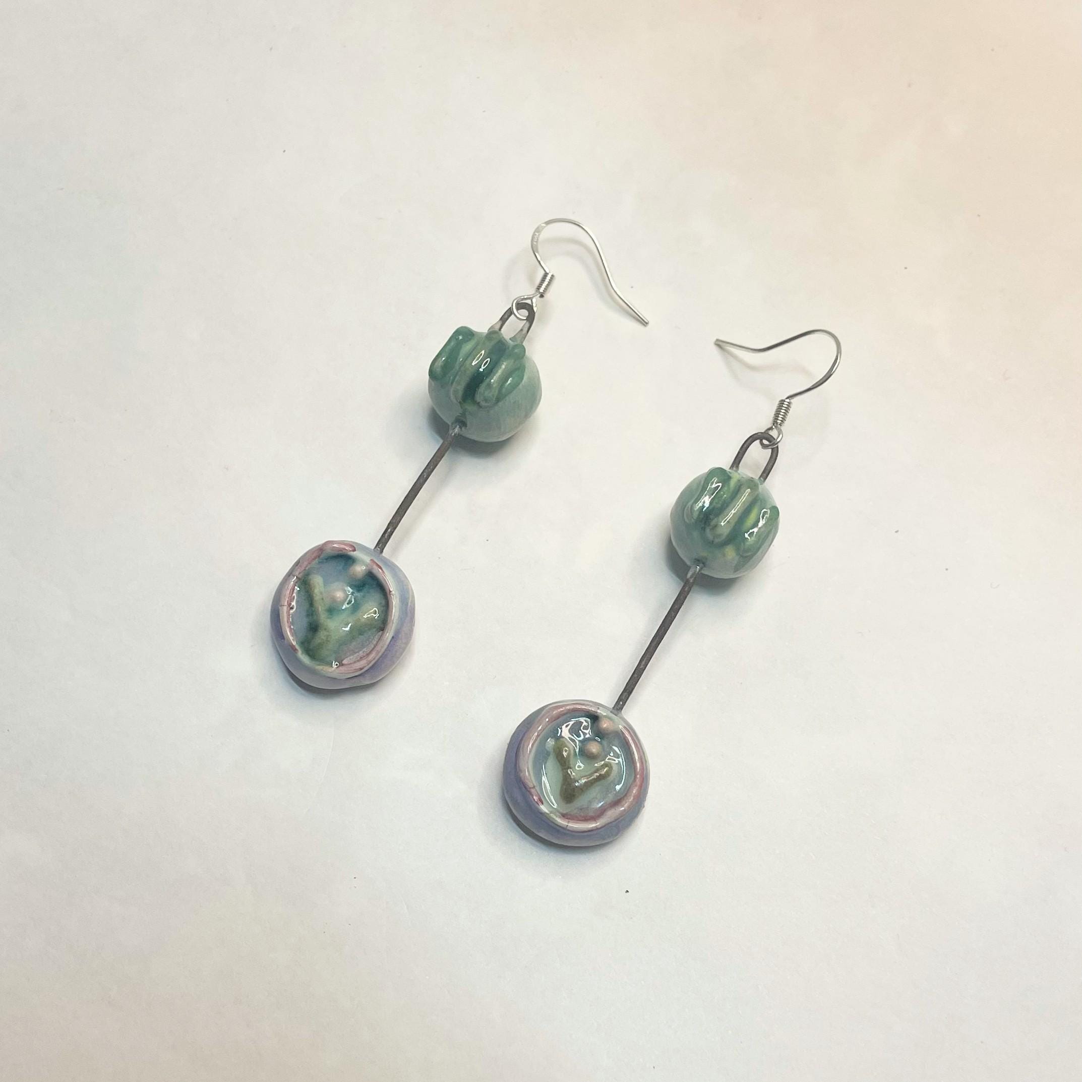 Lilac Drop Earrings Different Ceramic Jewelery