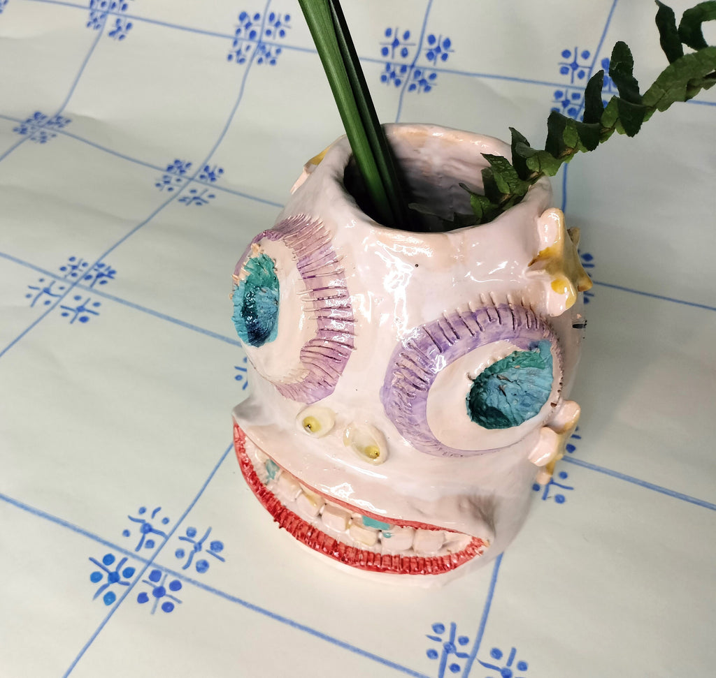 Vase Spooky Head, Handmade Decor