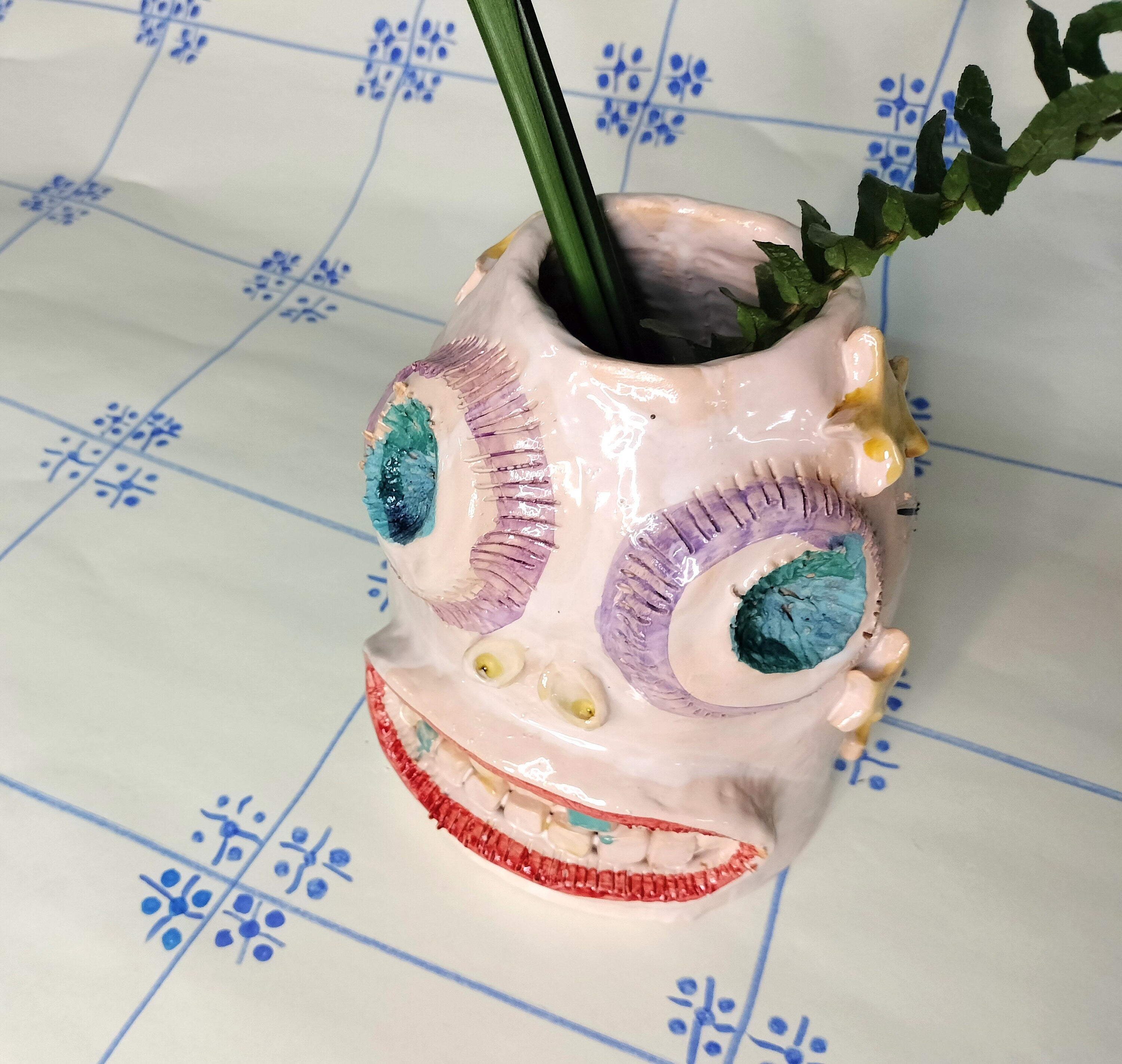 Vase Spooky Head, Handmade Decor