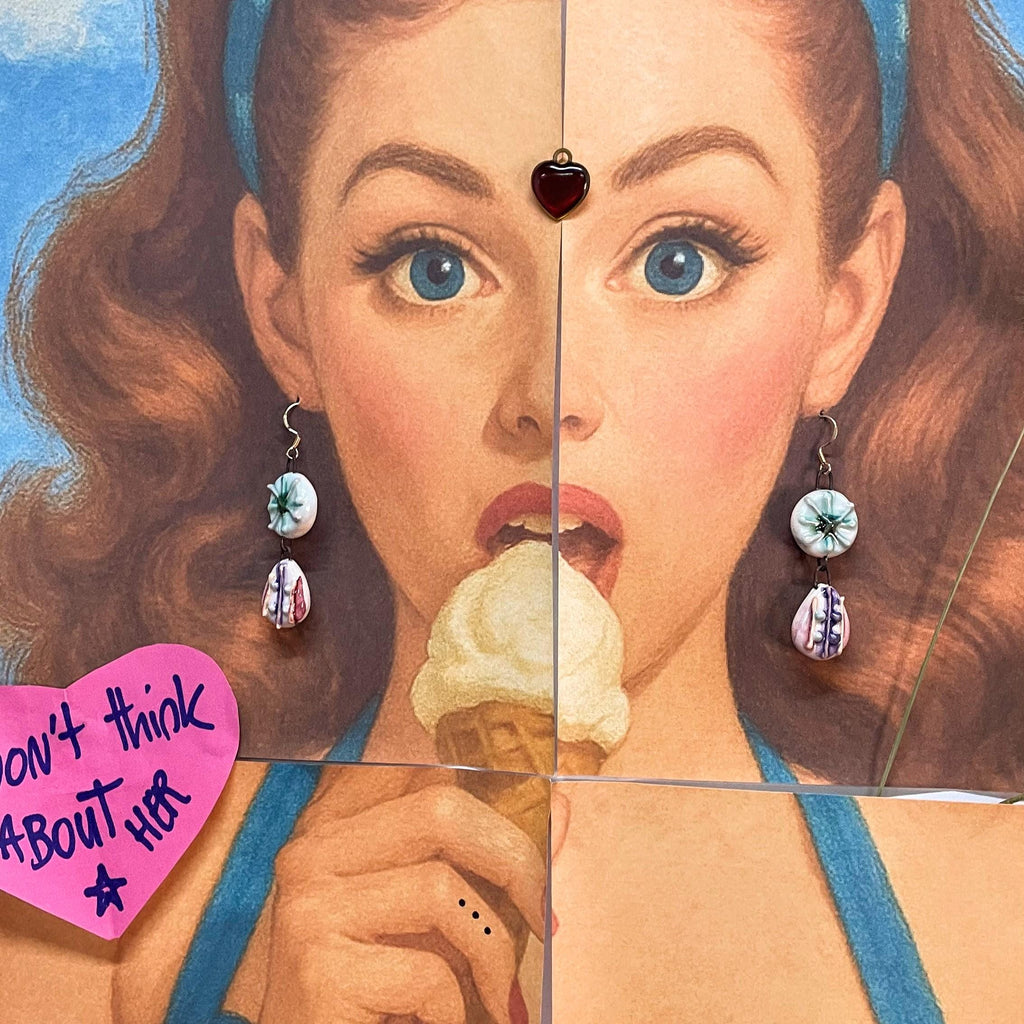 Lilac and Blue Earrings made of Ceramic