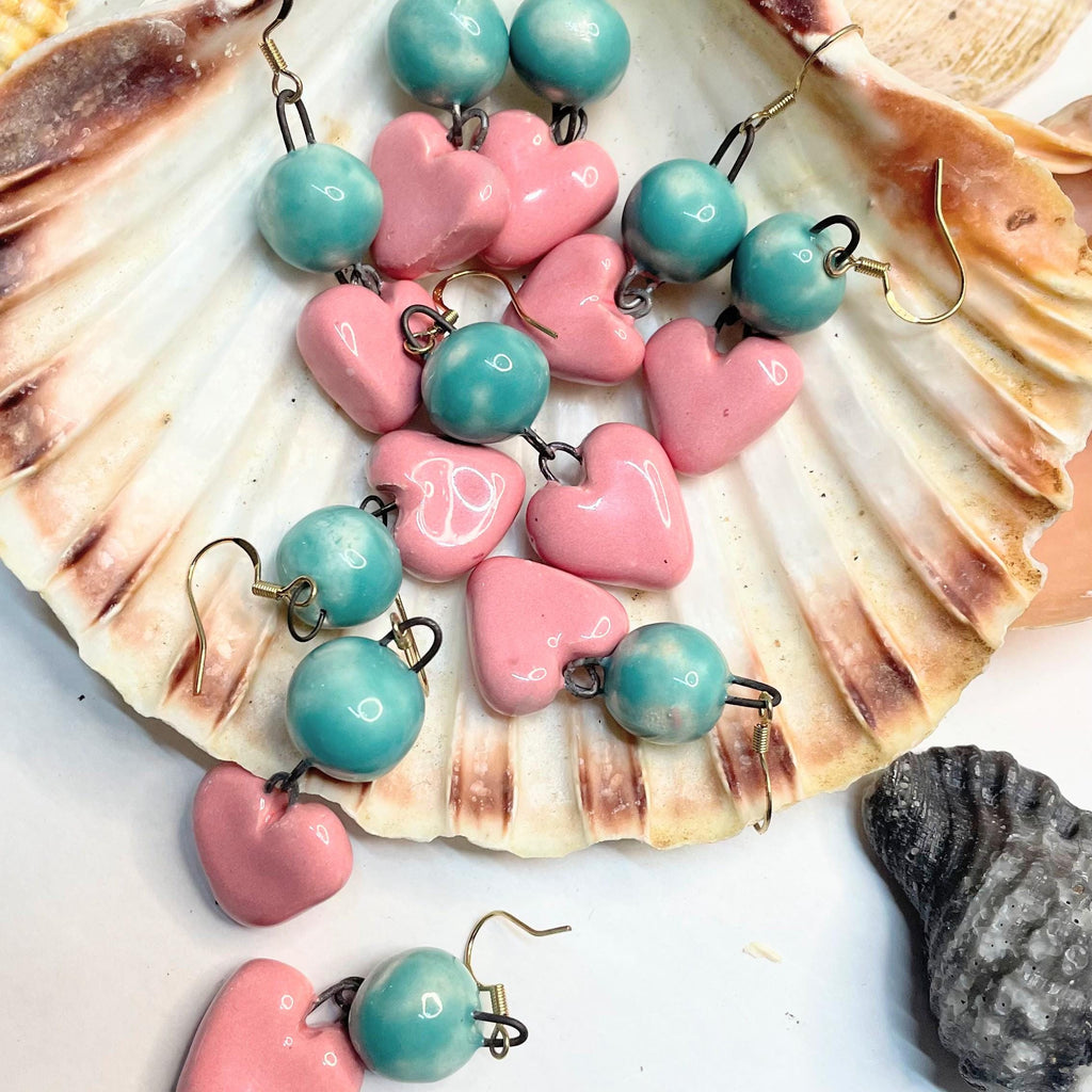 Pink Cute Heart Earrings