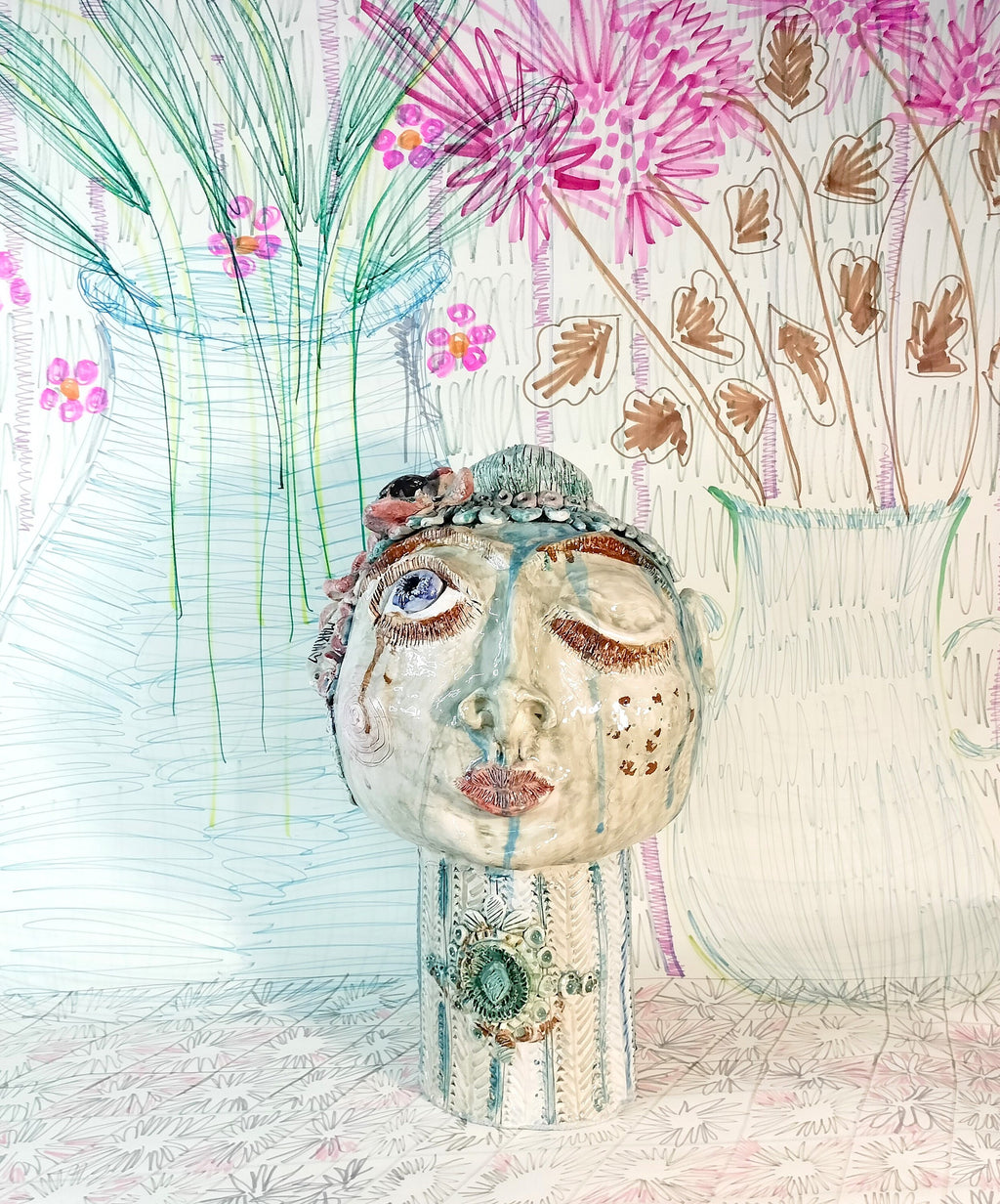 Flower Lady Statue made in Ceramic