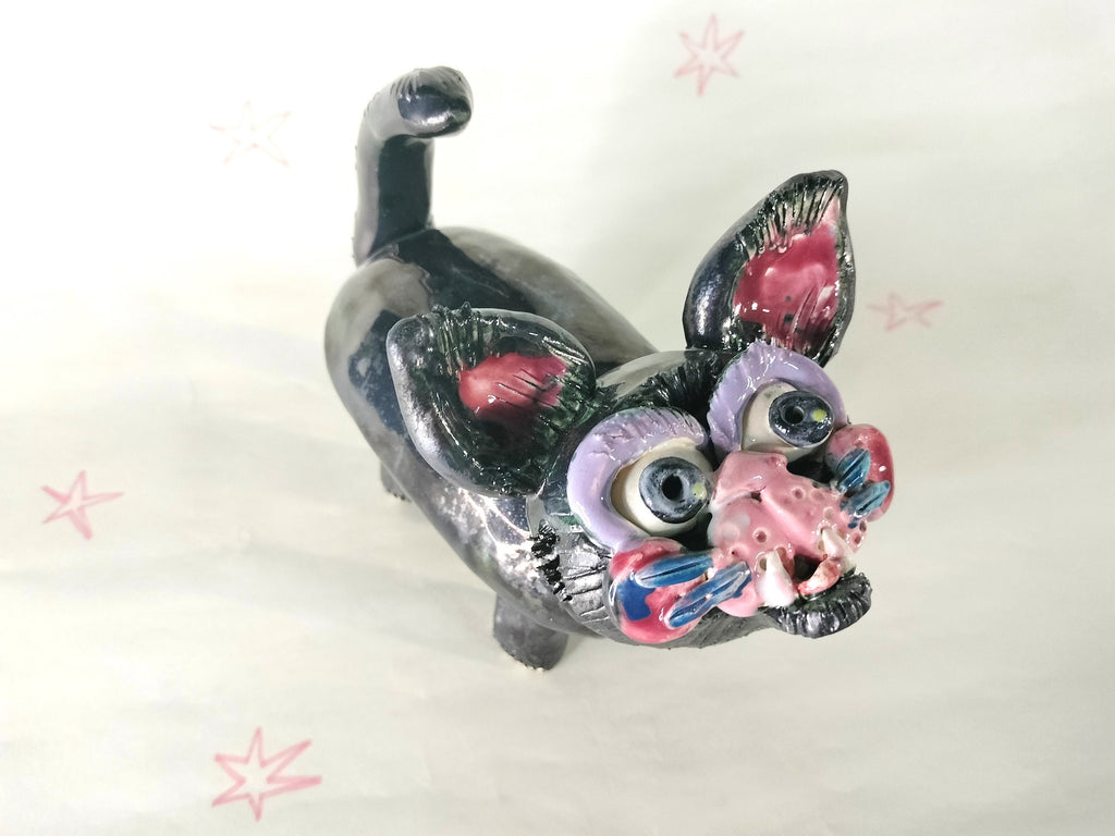 Quirky Black Ceramic Cat Table Ornament