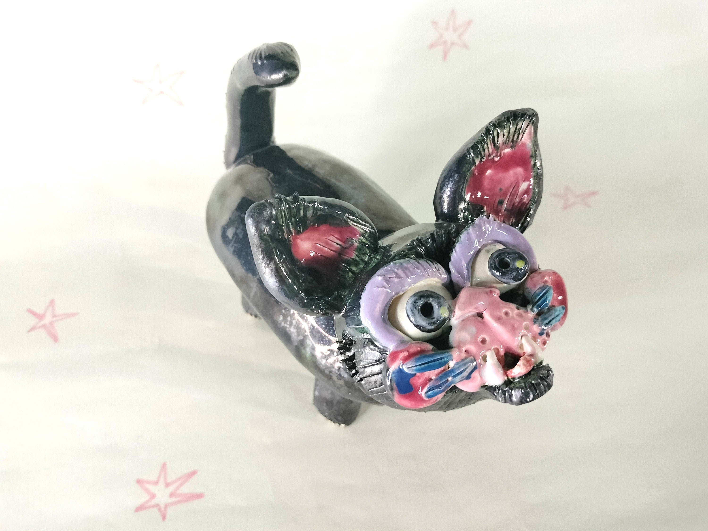 Quirky Black Ceramic Cat Table Ornament