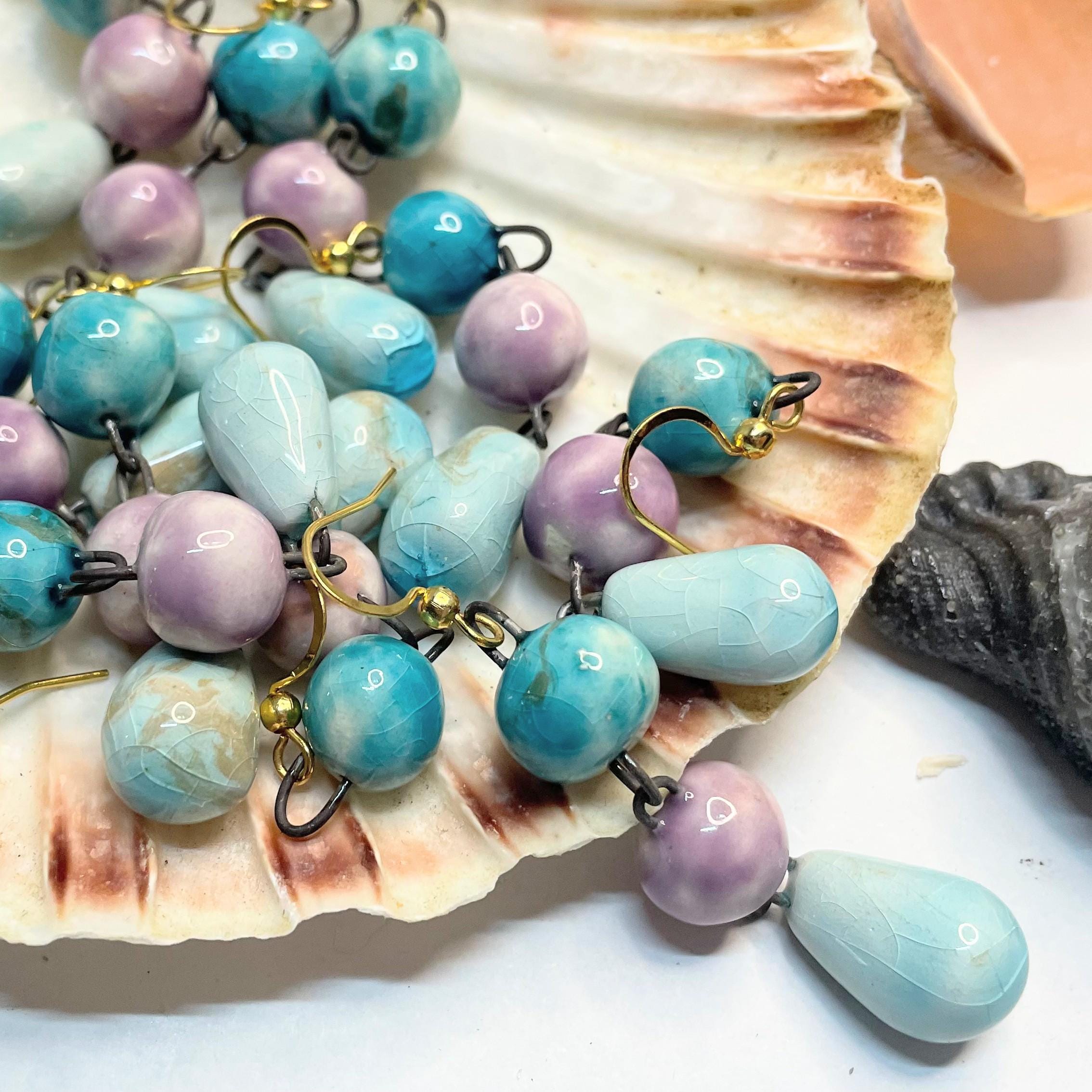 Drop Pearly Ceramic Earrings