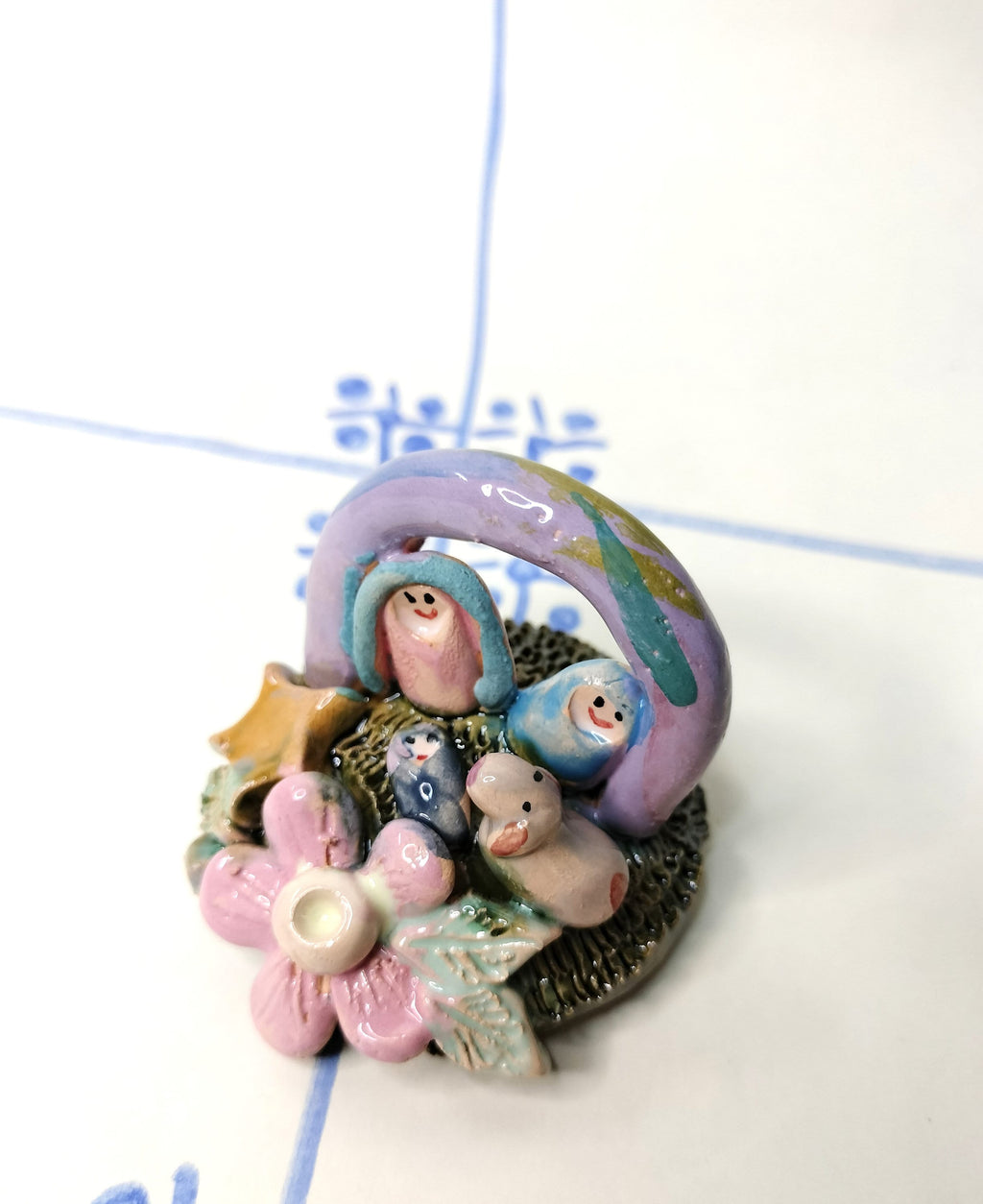 Nativity Scene Colorful Christmas in Ceramic