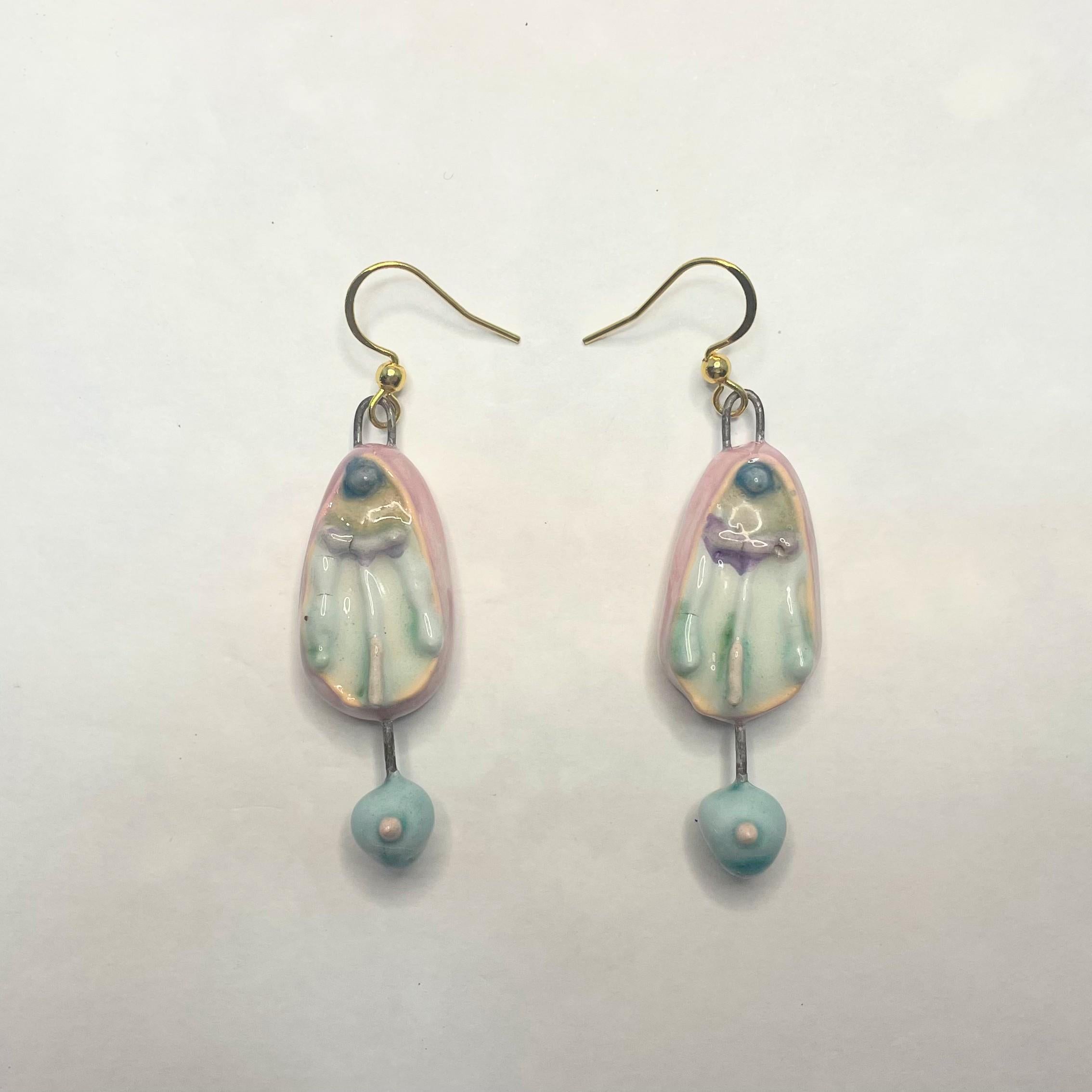 Pink Long Earrings handmade in Ceramic
