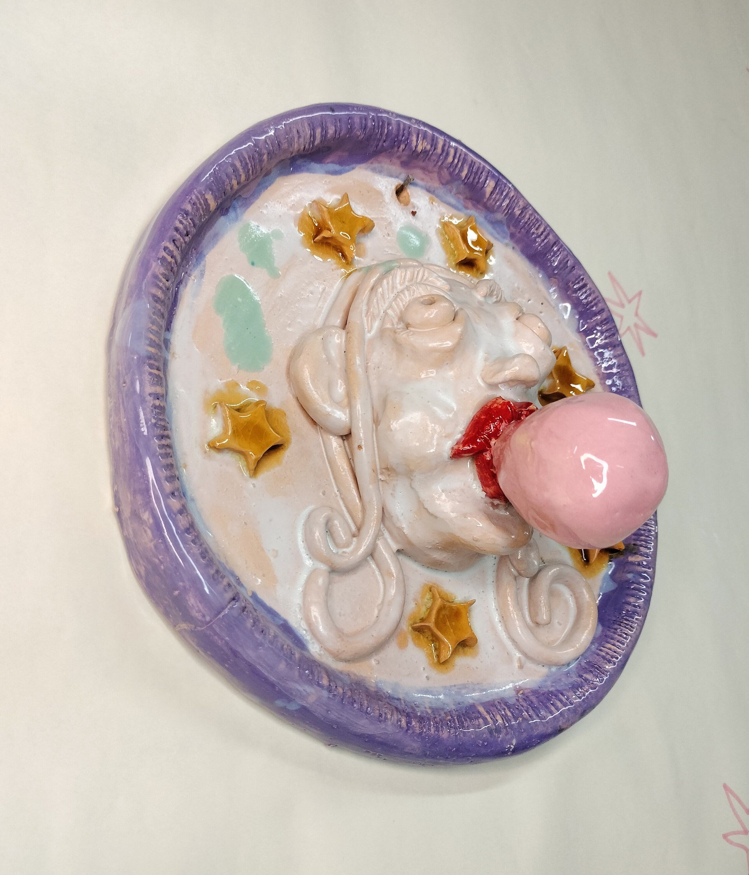 Girl With Bubble Gum on Ceramic Frame