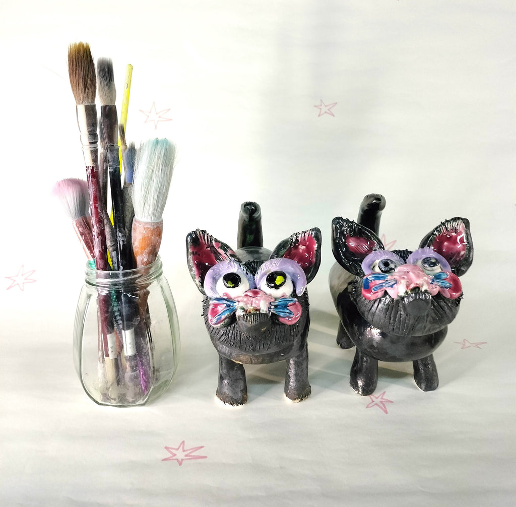 Quirky Black Ceramic Cat Table Ornament