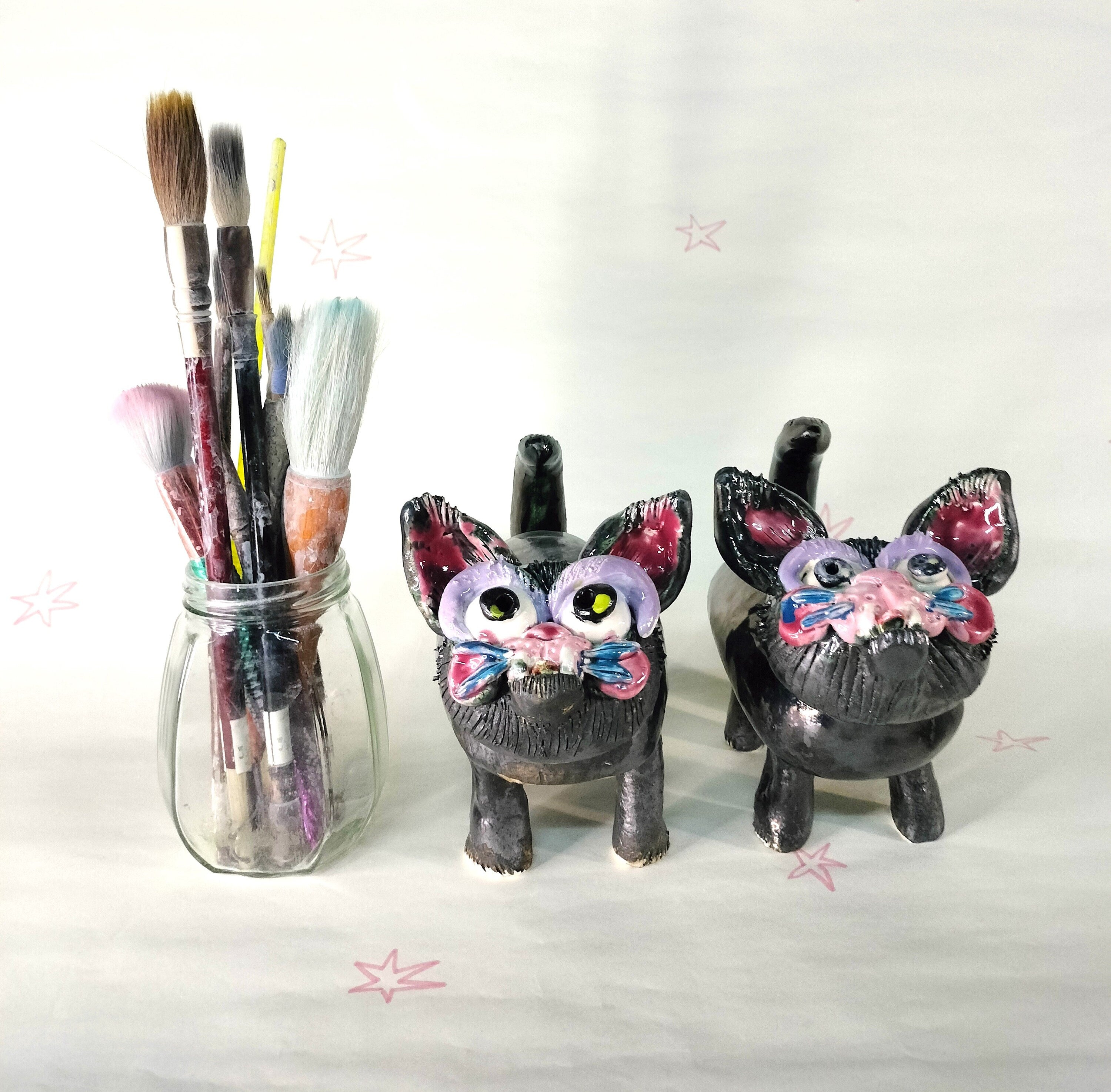 Quirky Black Ceramic Cat Table Ornament