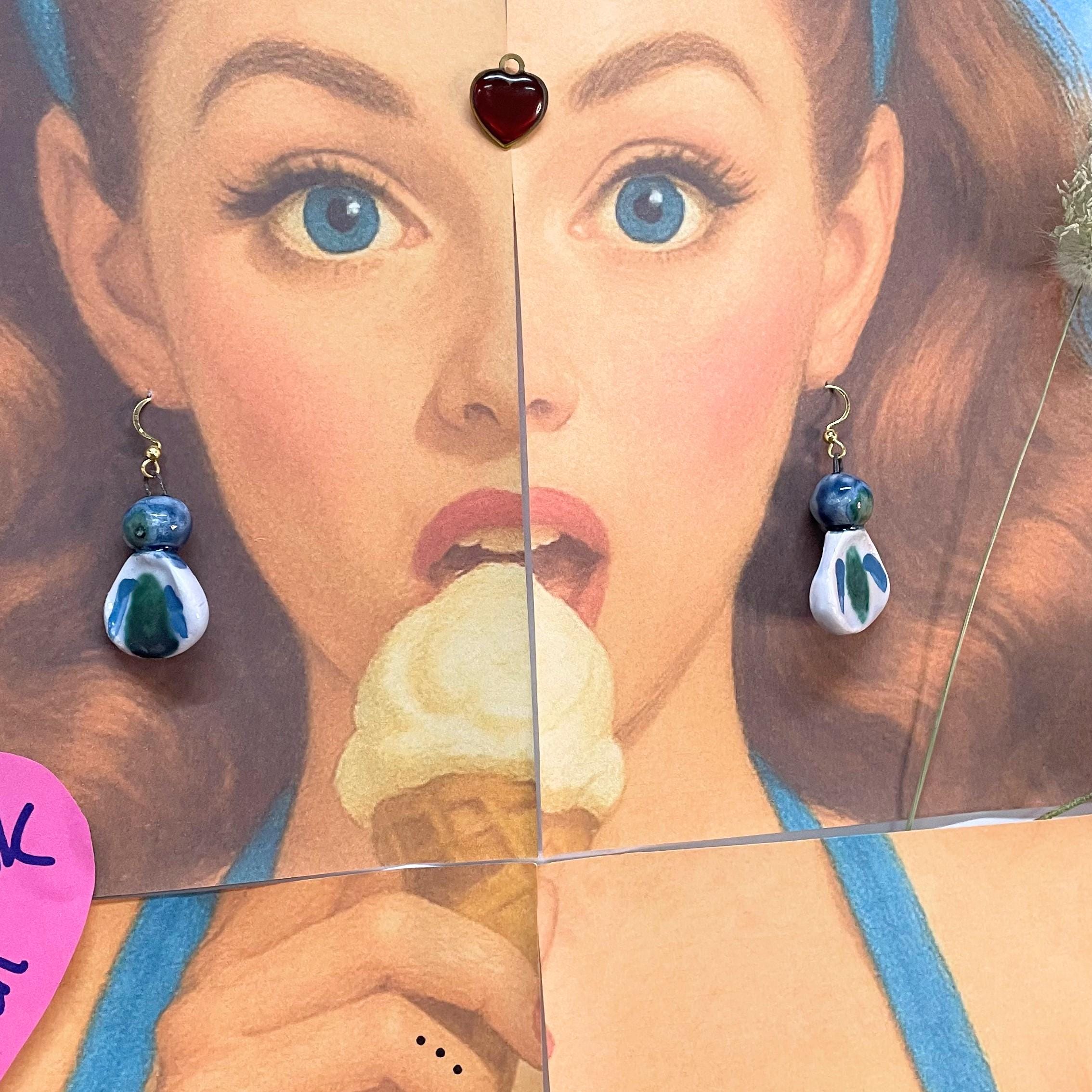 Blue Dangling Ceramic Earrings