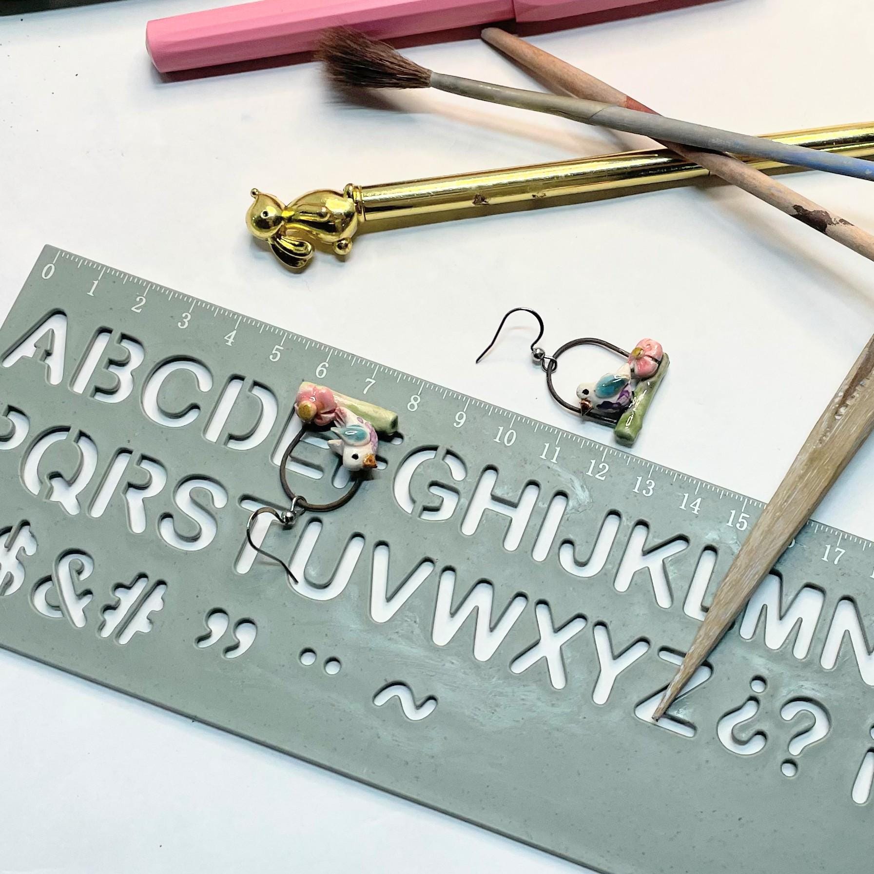 Earrings With Birds Made in Ceramic