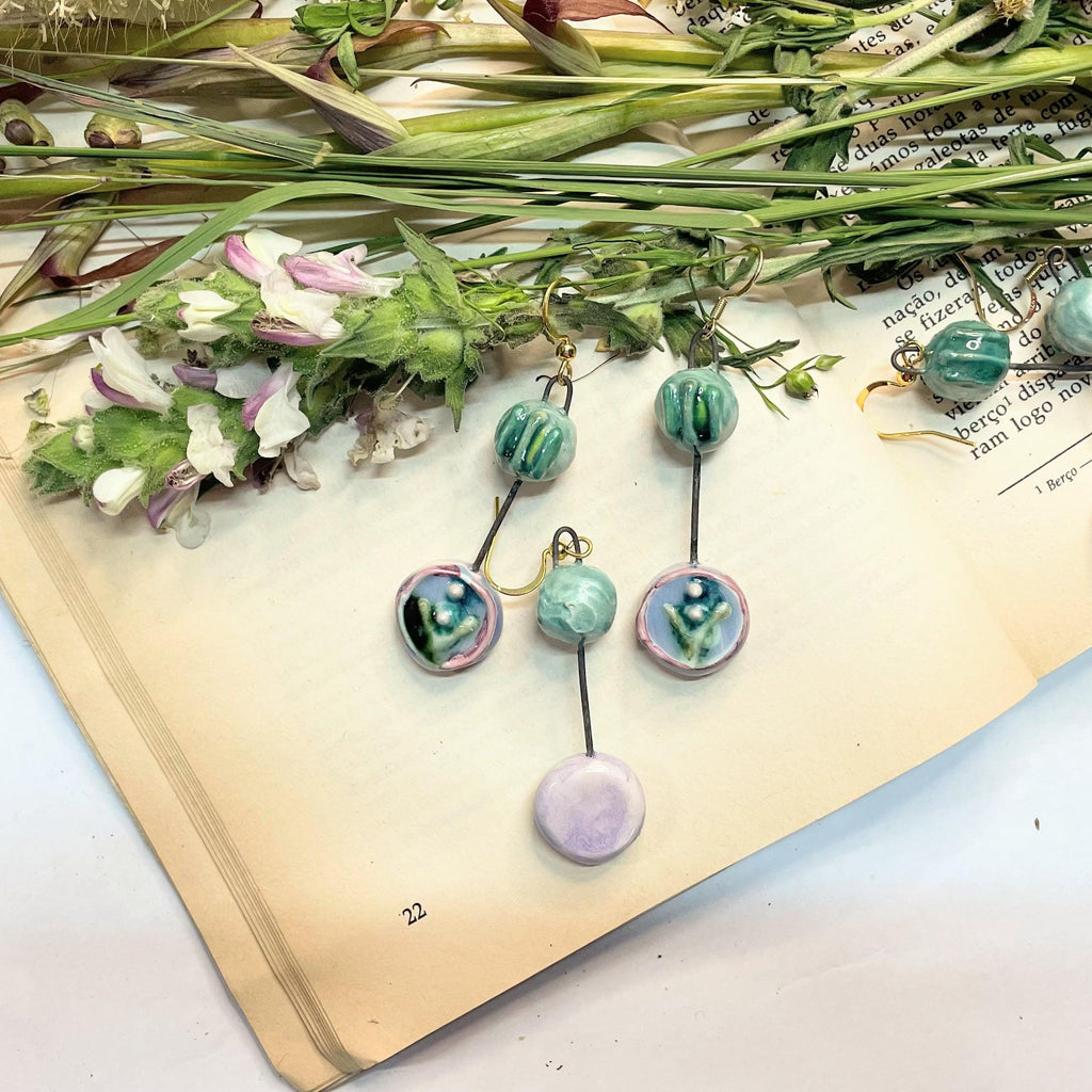 Lilac Drop Earrings Different Ceramic Jewelery