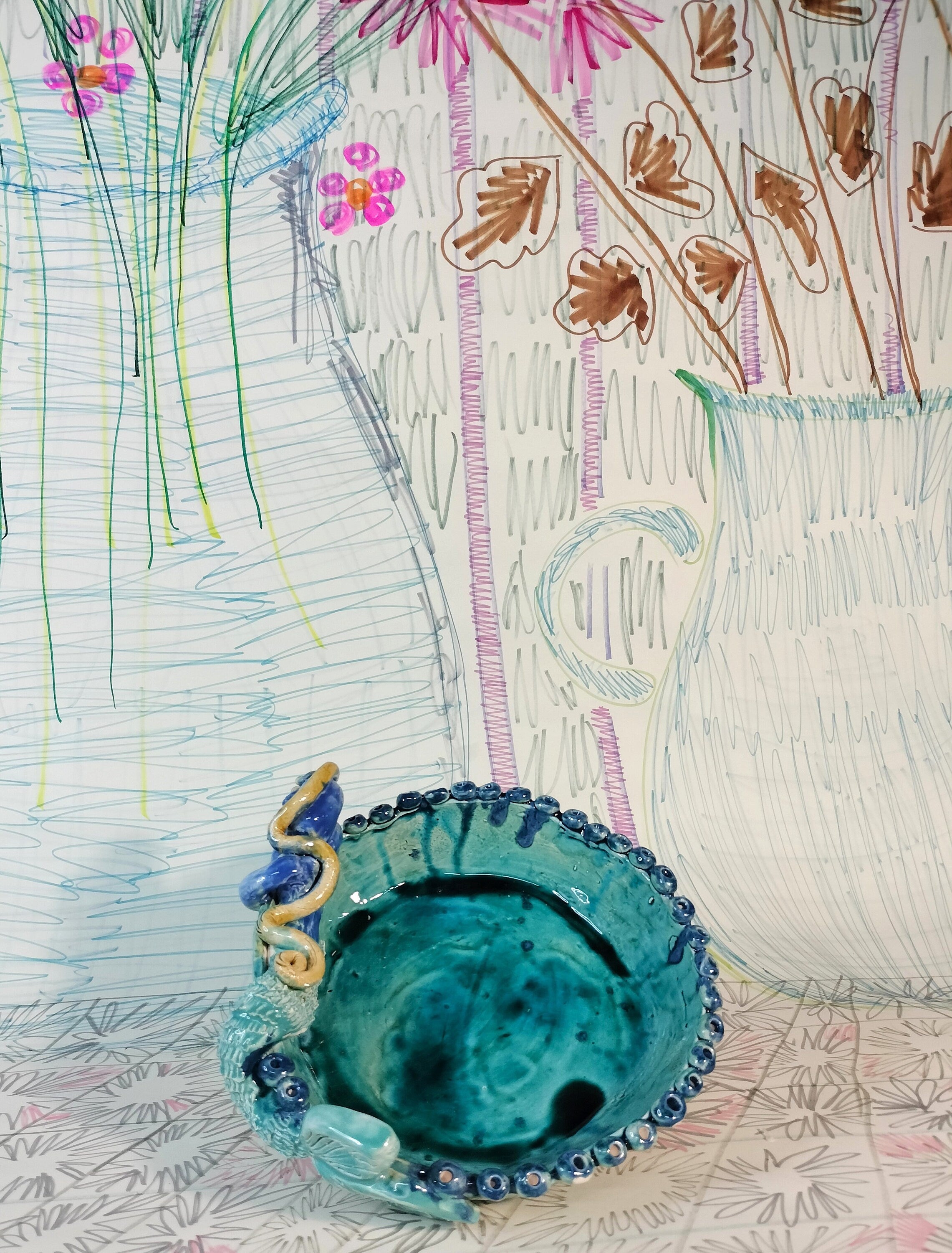 Mermaid Green Plate Made in Ceramic