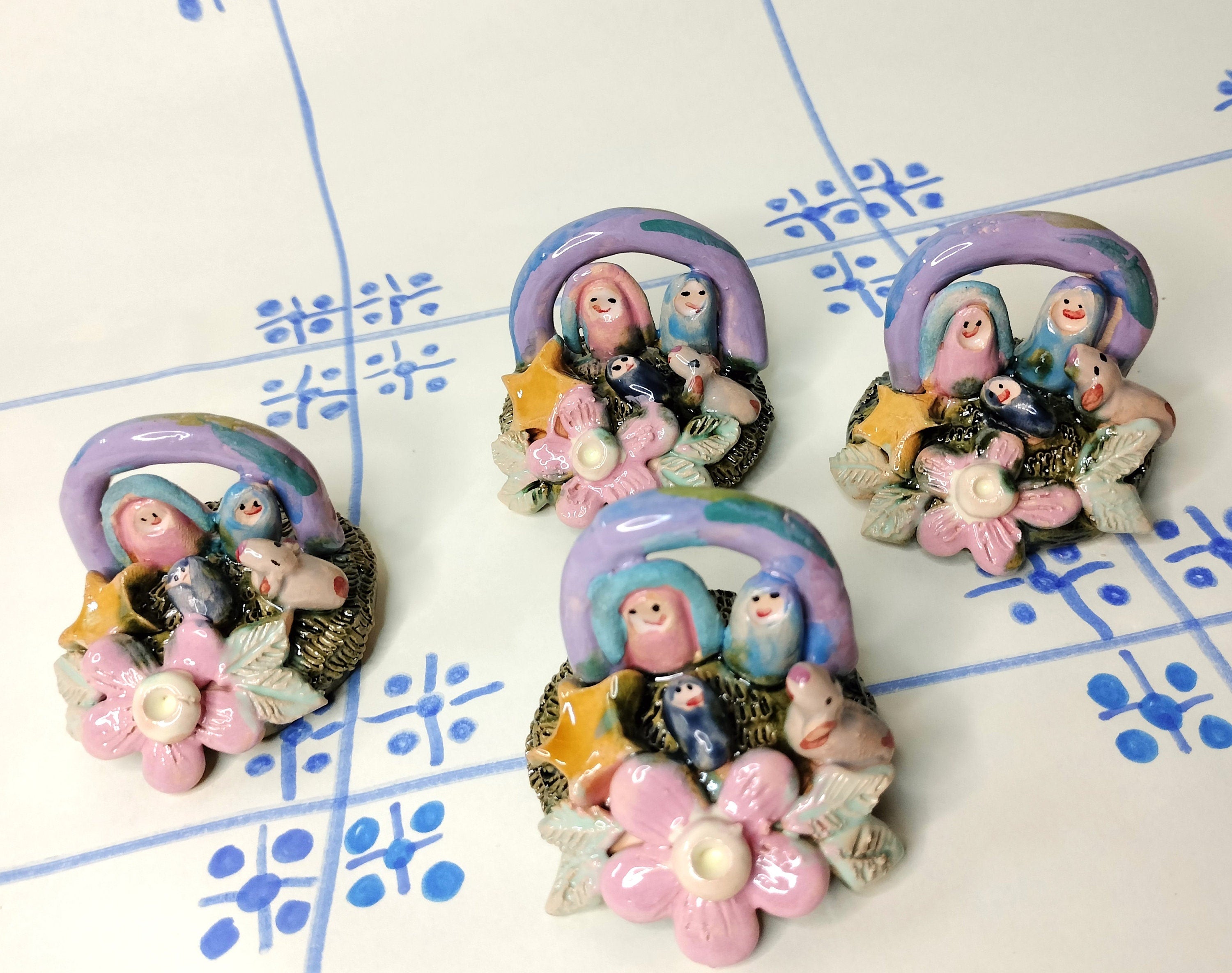 Nativity Scene Colorful Christmas in Ceramic