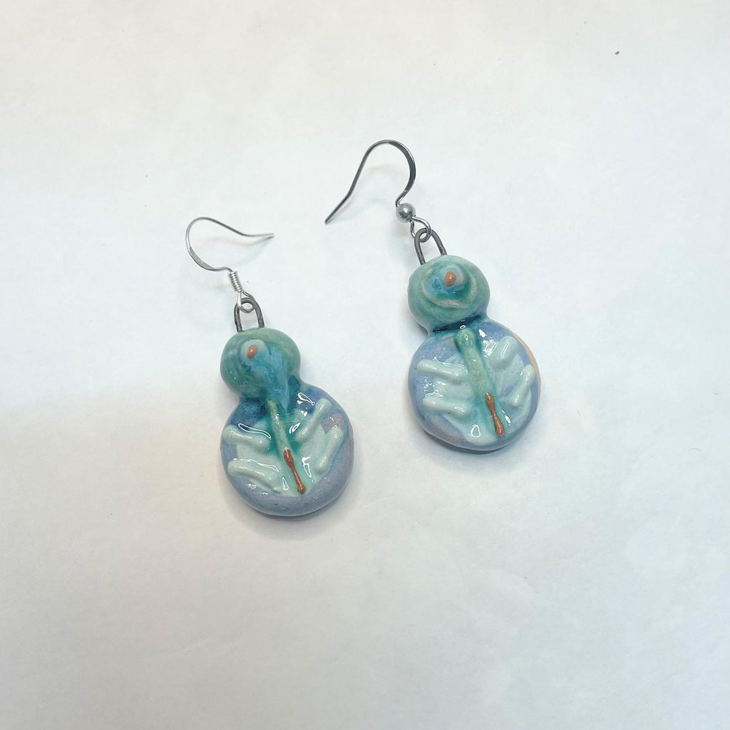 Handmade Blue Ceramic Earrings