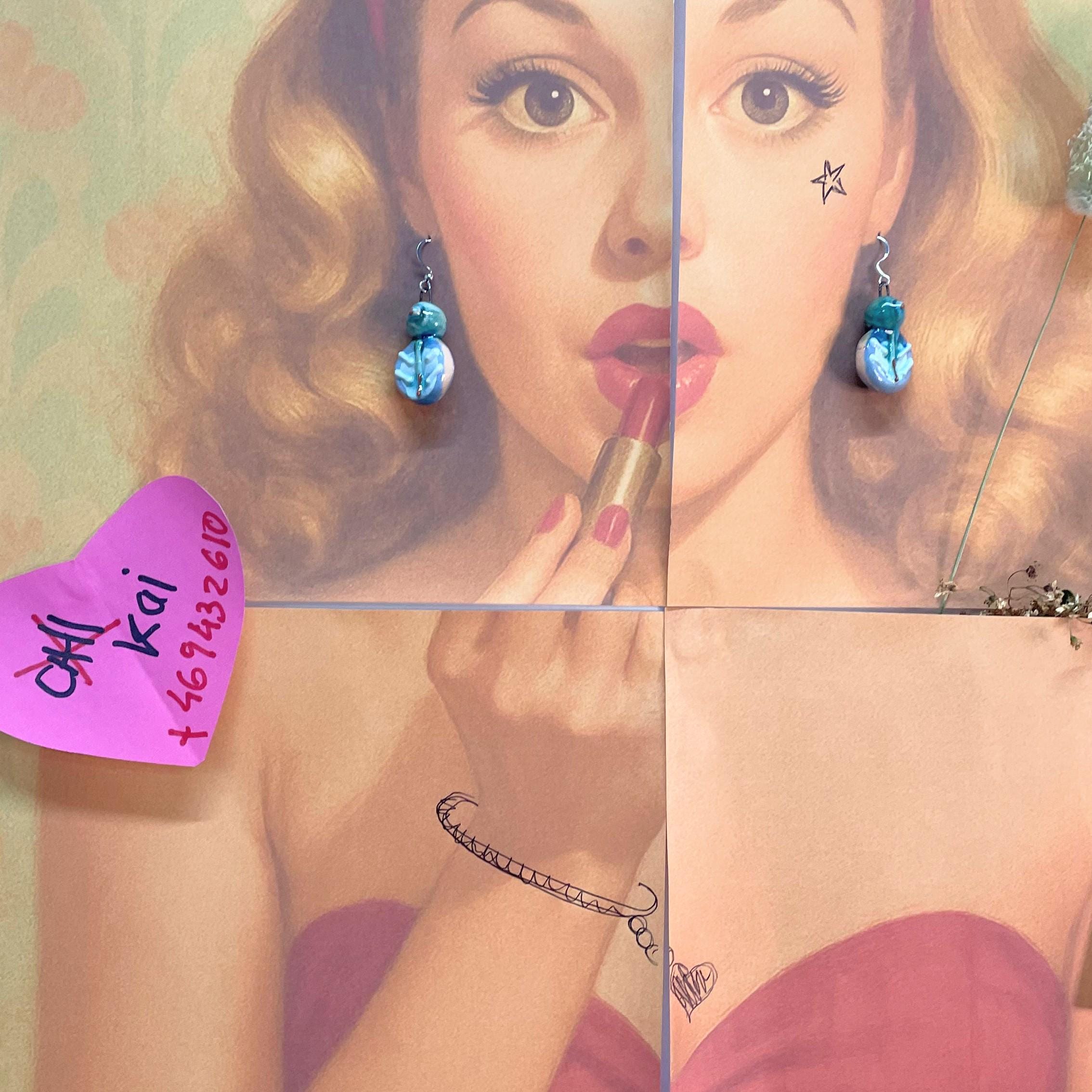 Handmade Blue Ceramic Earrings