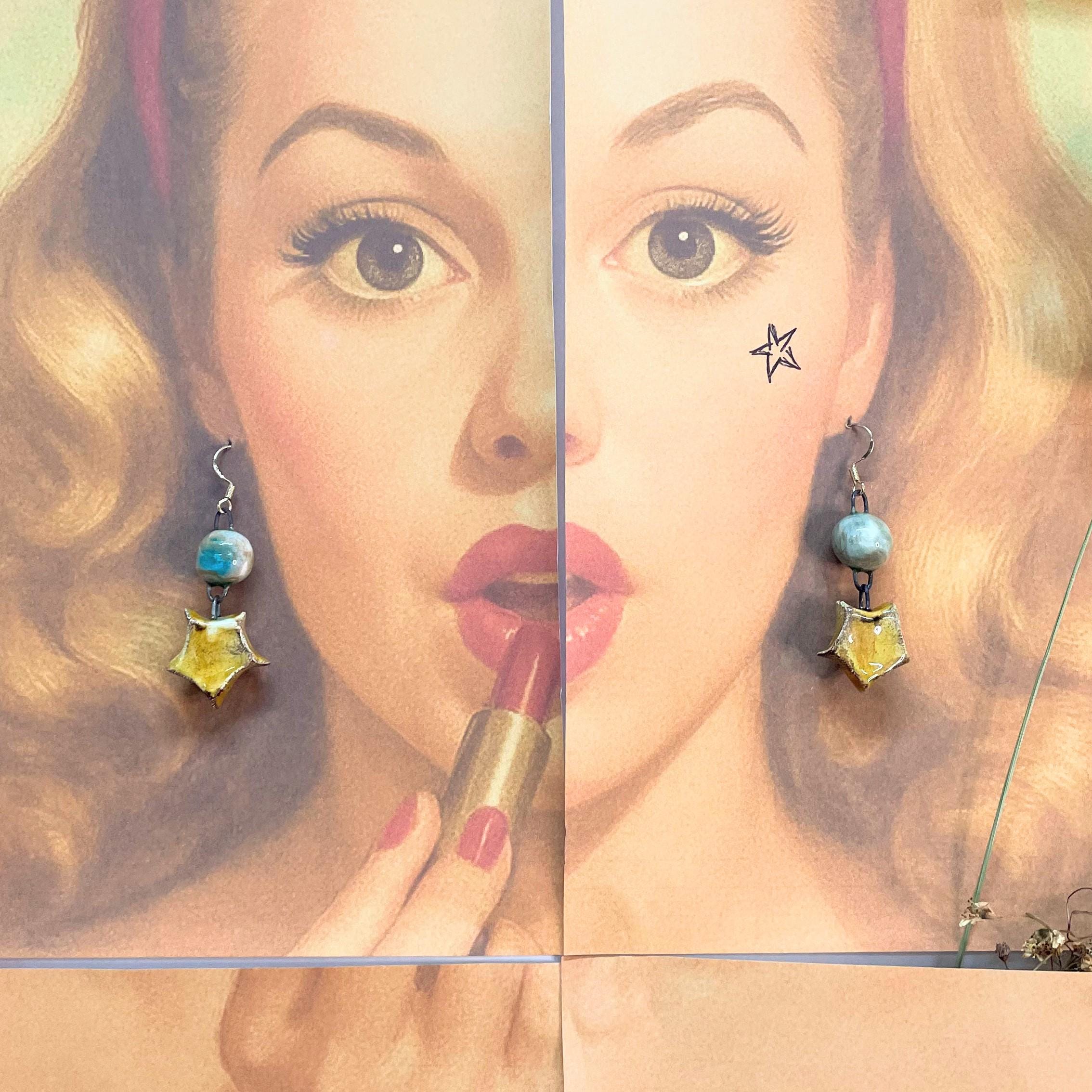 Star Dangling Earring made in Ceramic