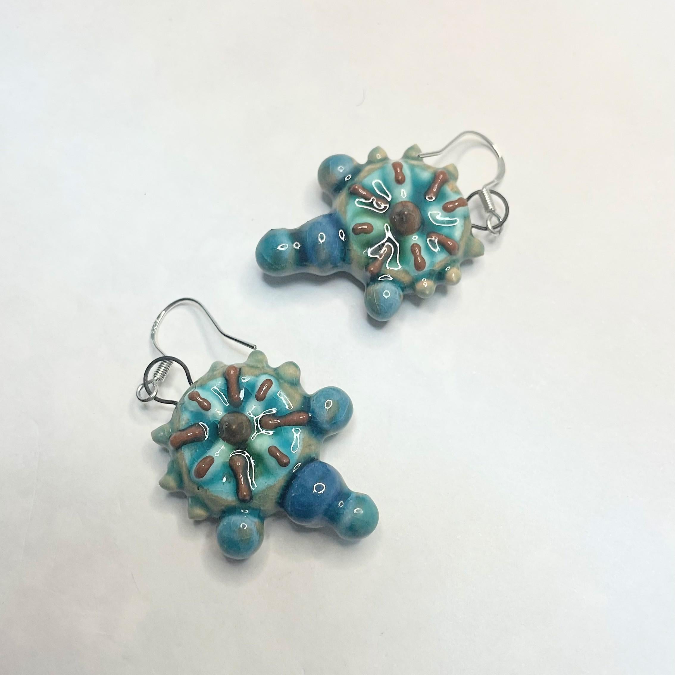 Blue Round Earrings Geometric