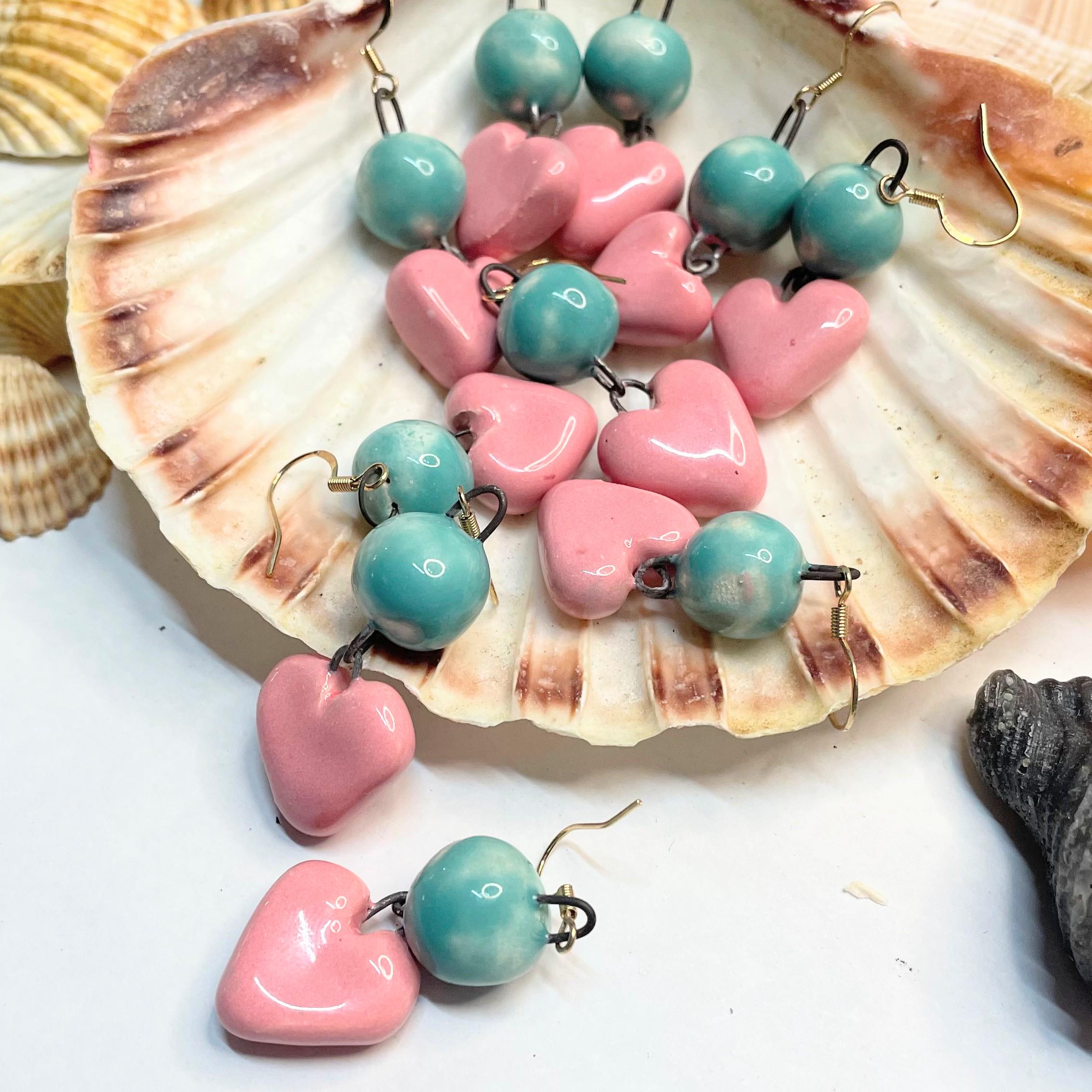 Pink Cute Heart Earrings