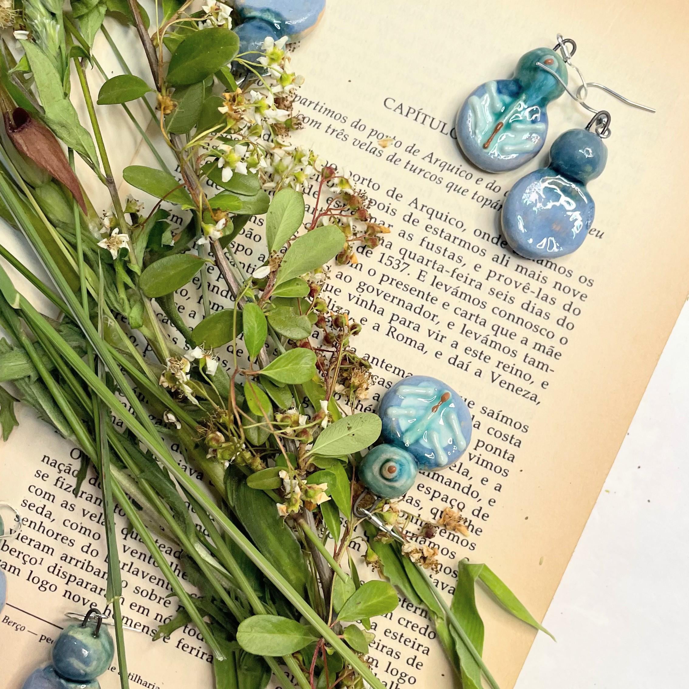 Handmade Blue Ceramic Earrings