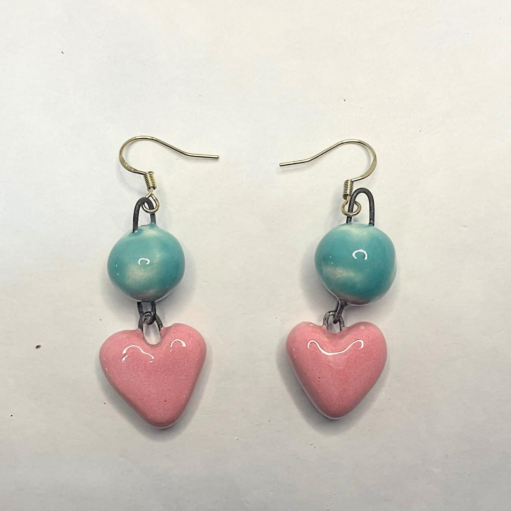 Pink Cute Heart Earrings