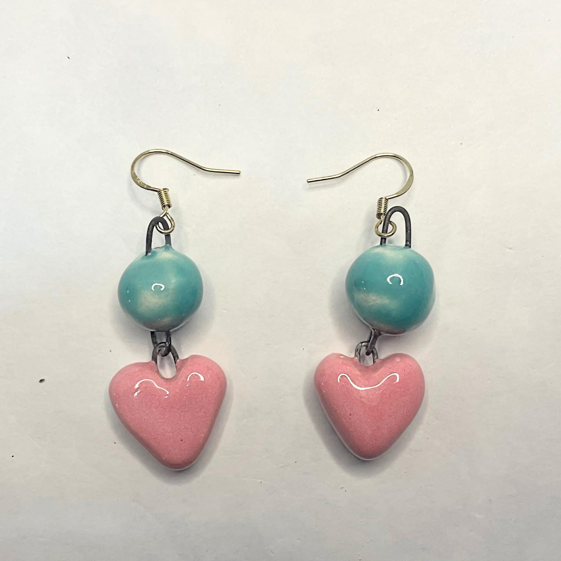 Pink Cute Heart Earrings