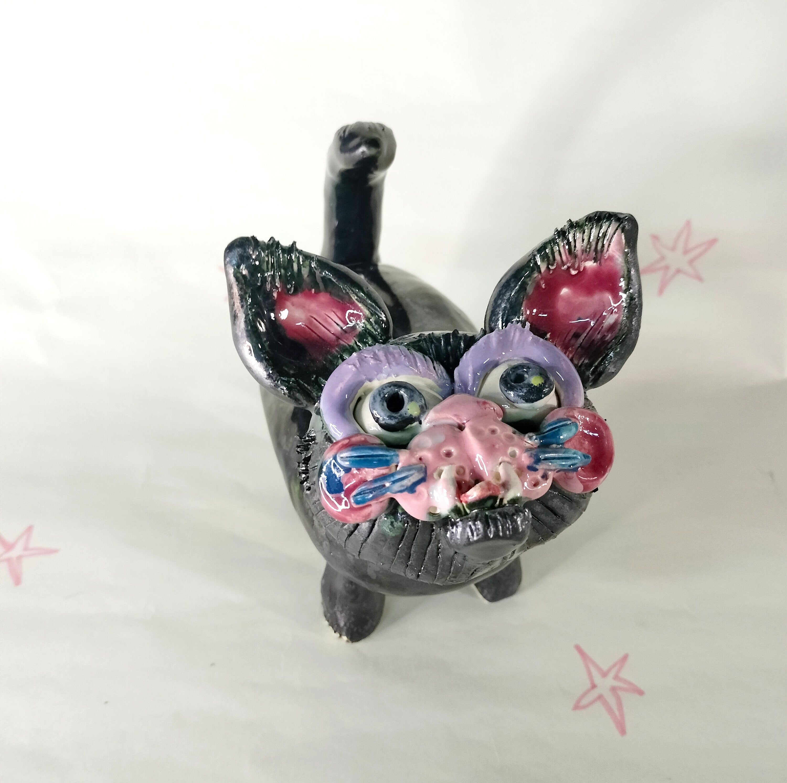 Quirky Black Ceramic Cat Table Ornament