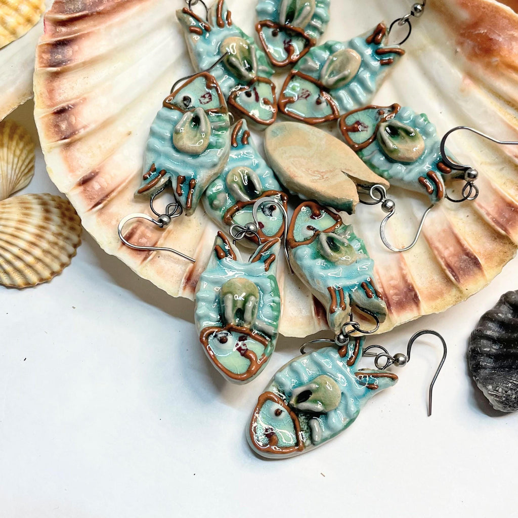 Fish Ceramic Earrings Handmade