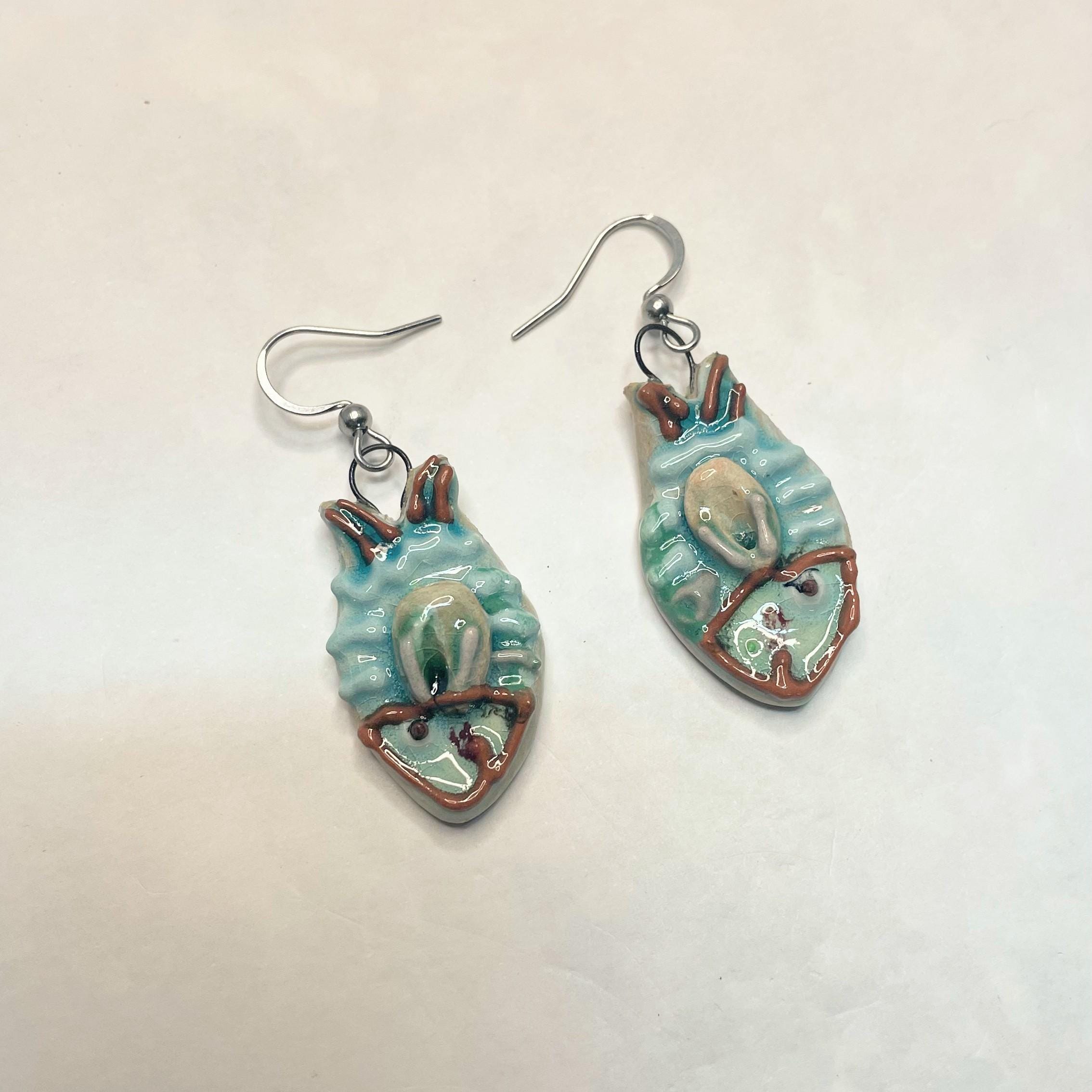 Fish Ceramic Earrings Handmade