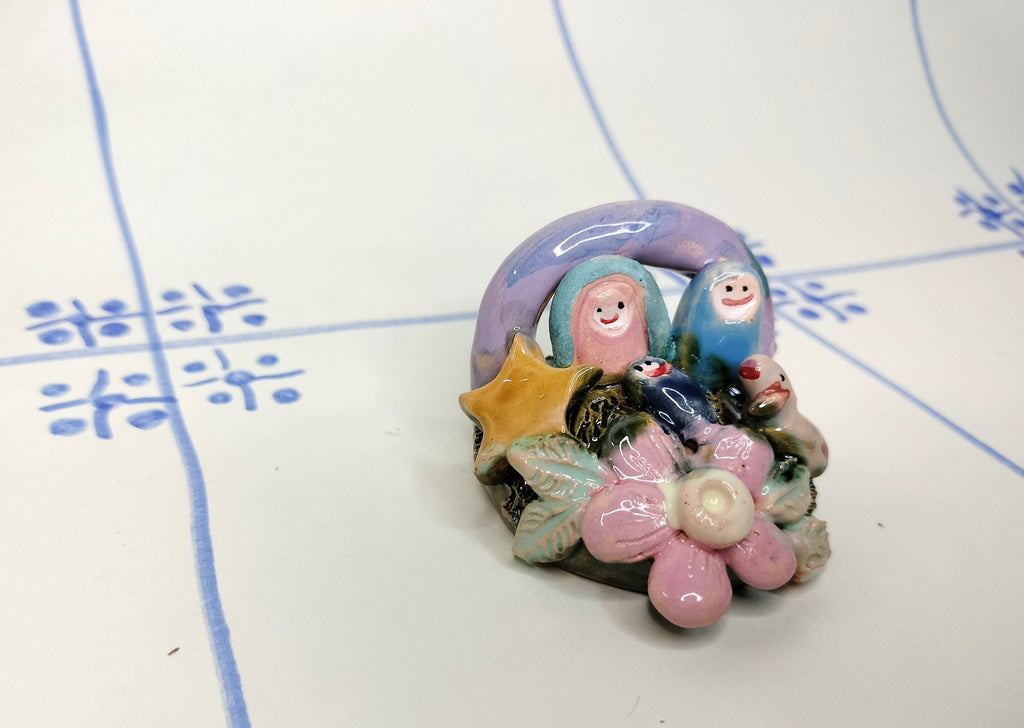 Nativity Scene Colorful Christmas in Ceramic