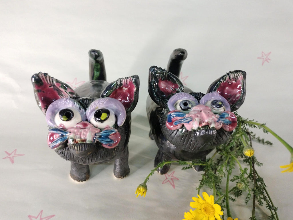 Quirky Black Ceramic Cat Table Ornament