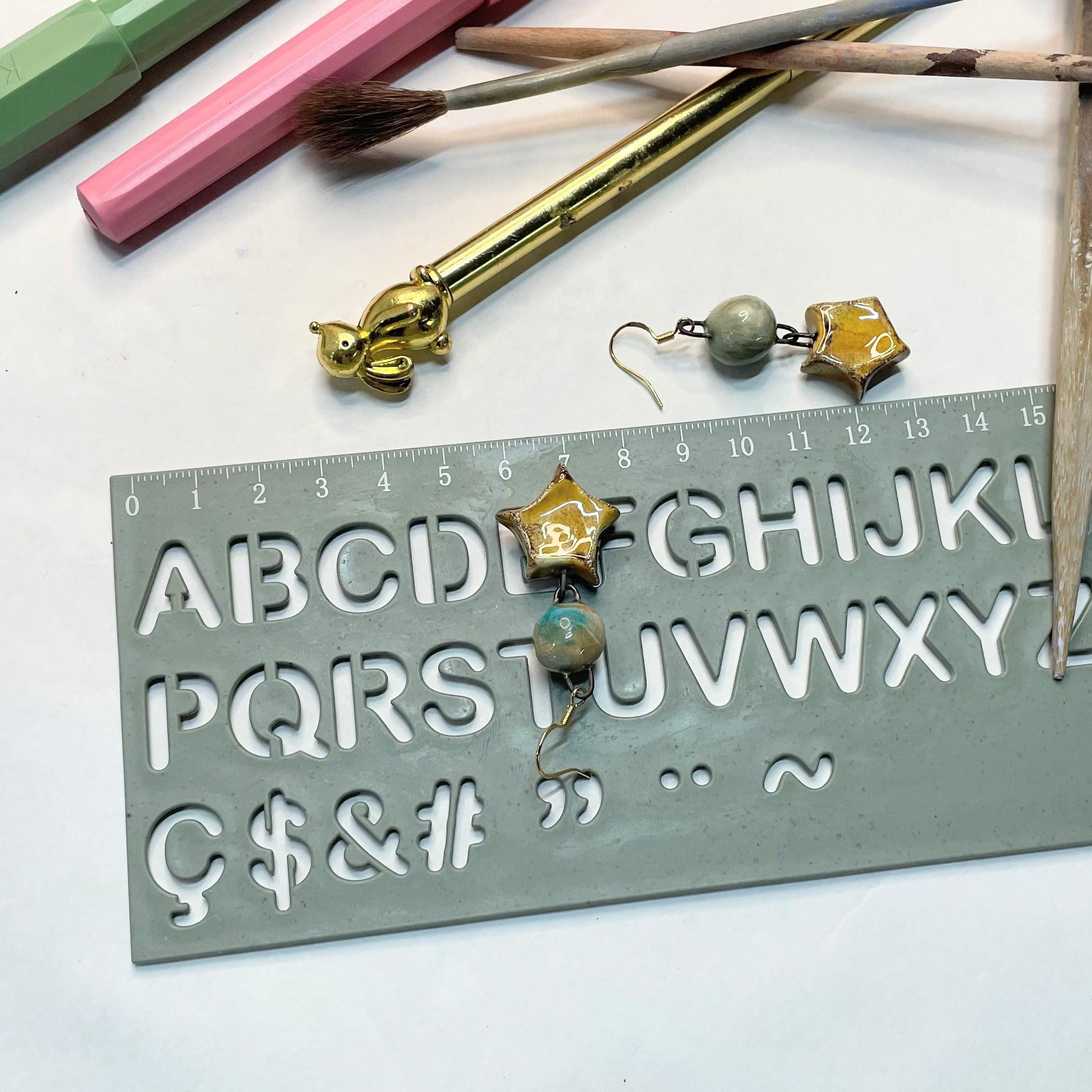 Star Dangling Earring made in Ceramic