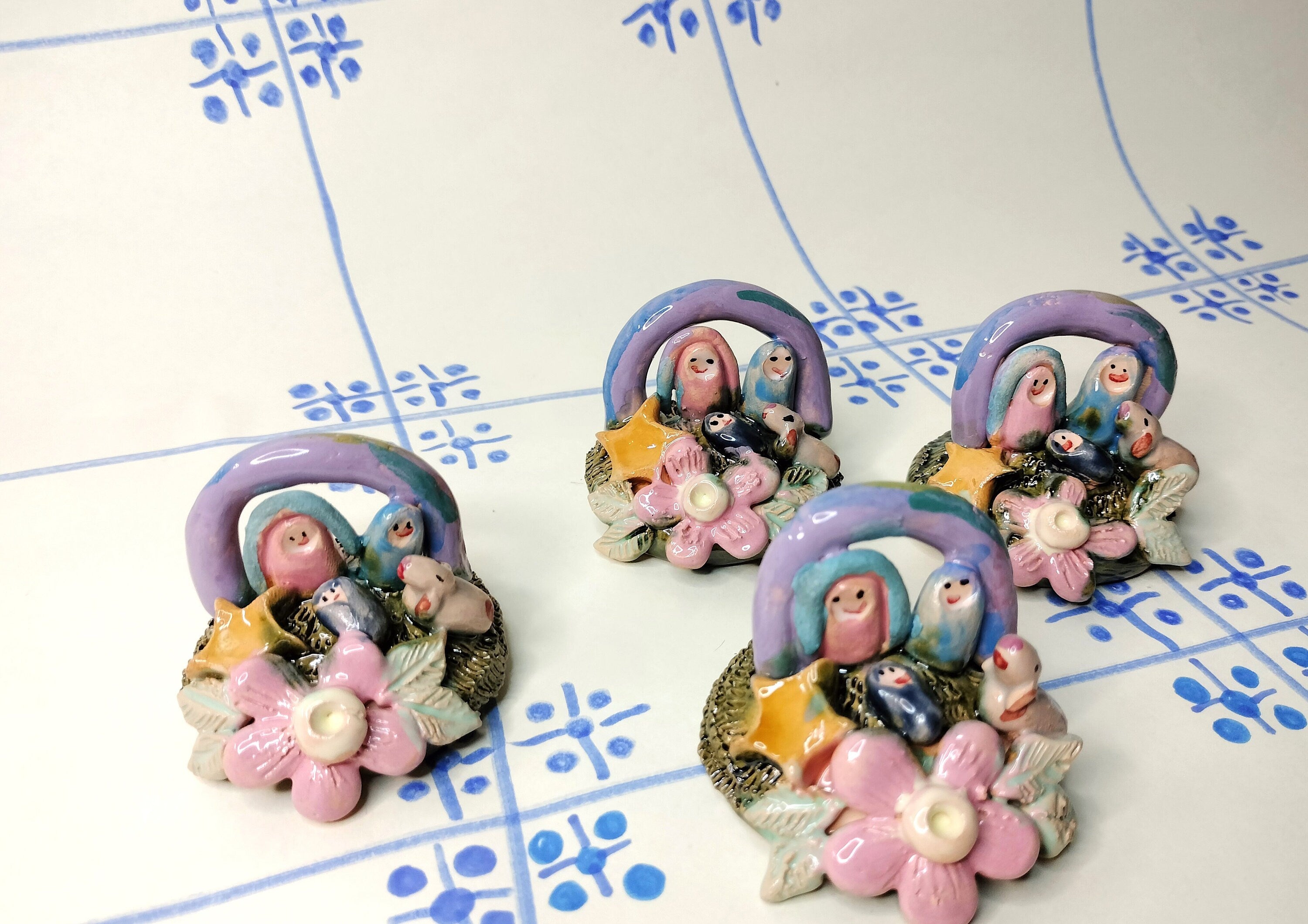 Nativity Scene Colorful Christmas in Ceramic