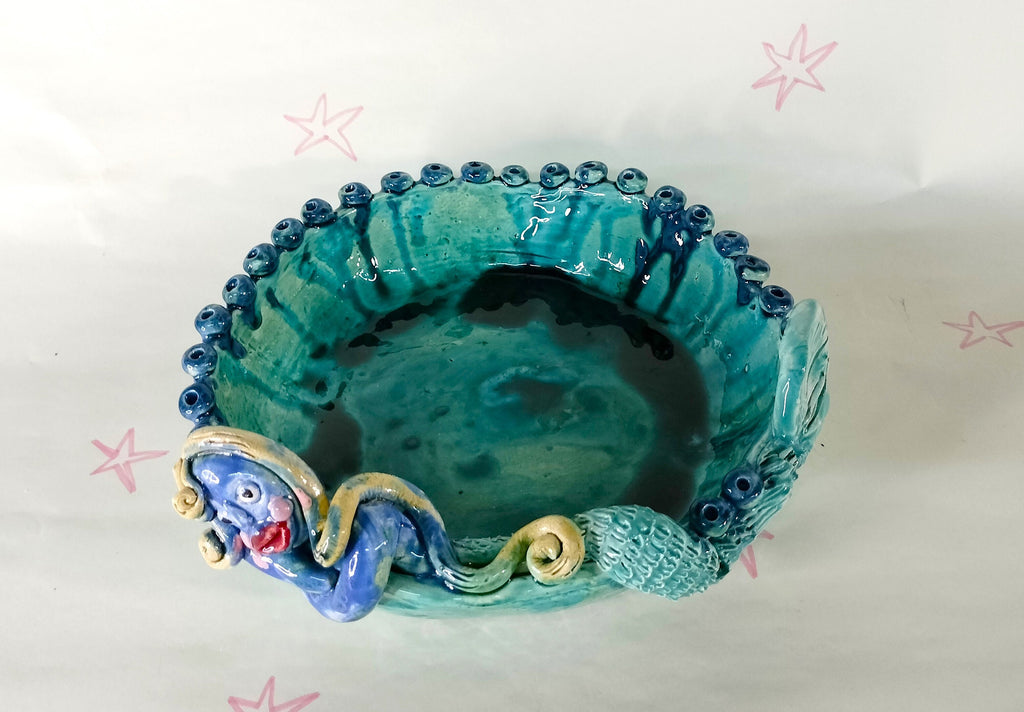 Mermaid Green Plate Made in Ceramic