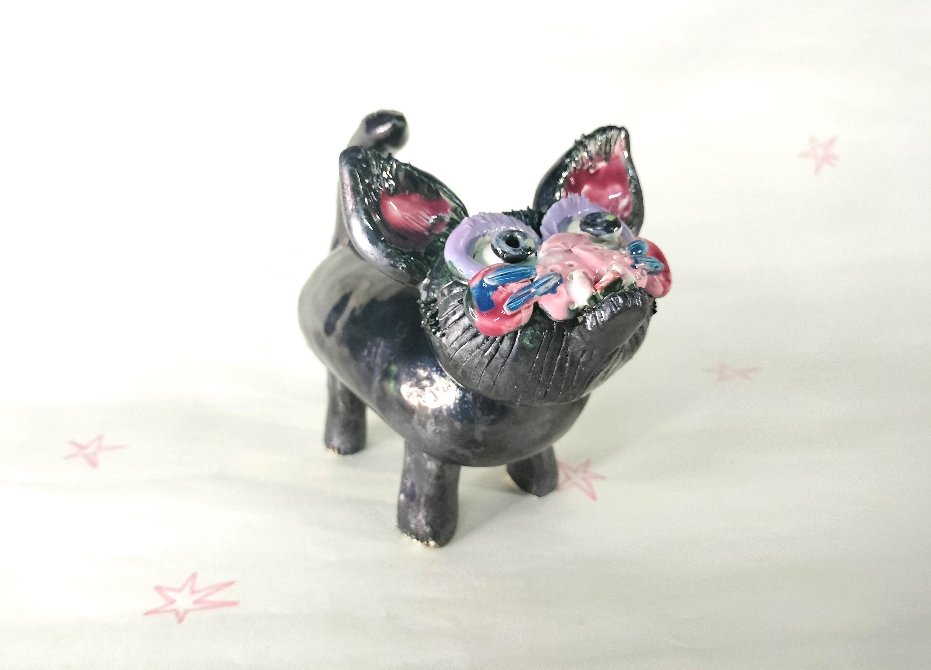 Quirky Black Ceramic Cat Table Ornament