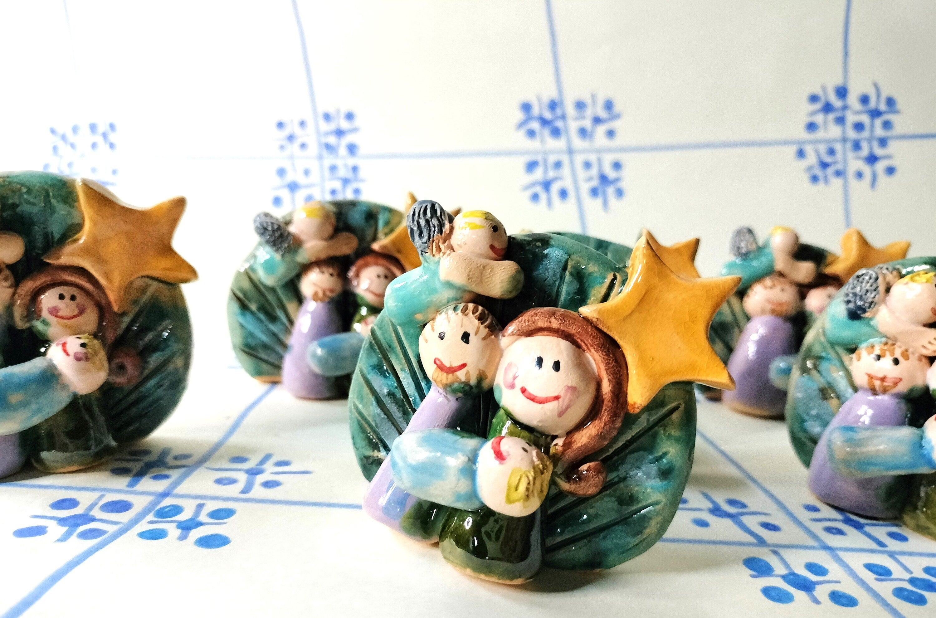 Handmade Collectible, Nativity Scene with Angel and Jesus