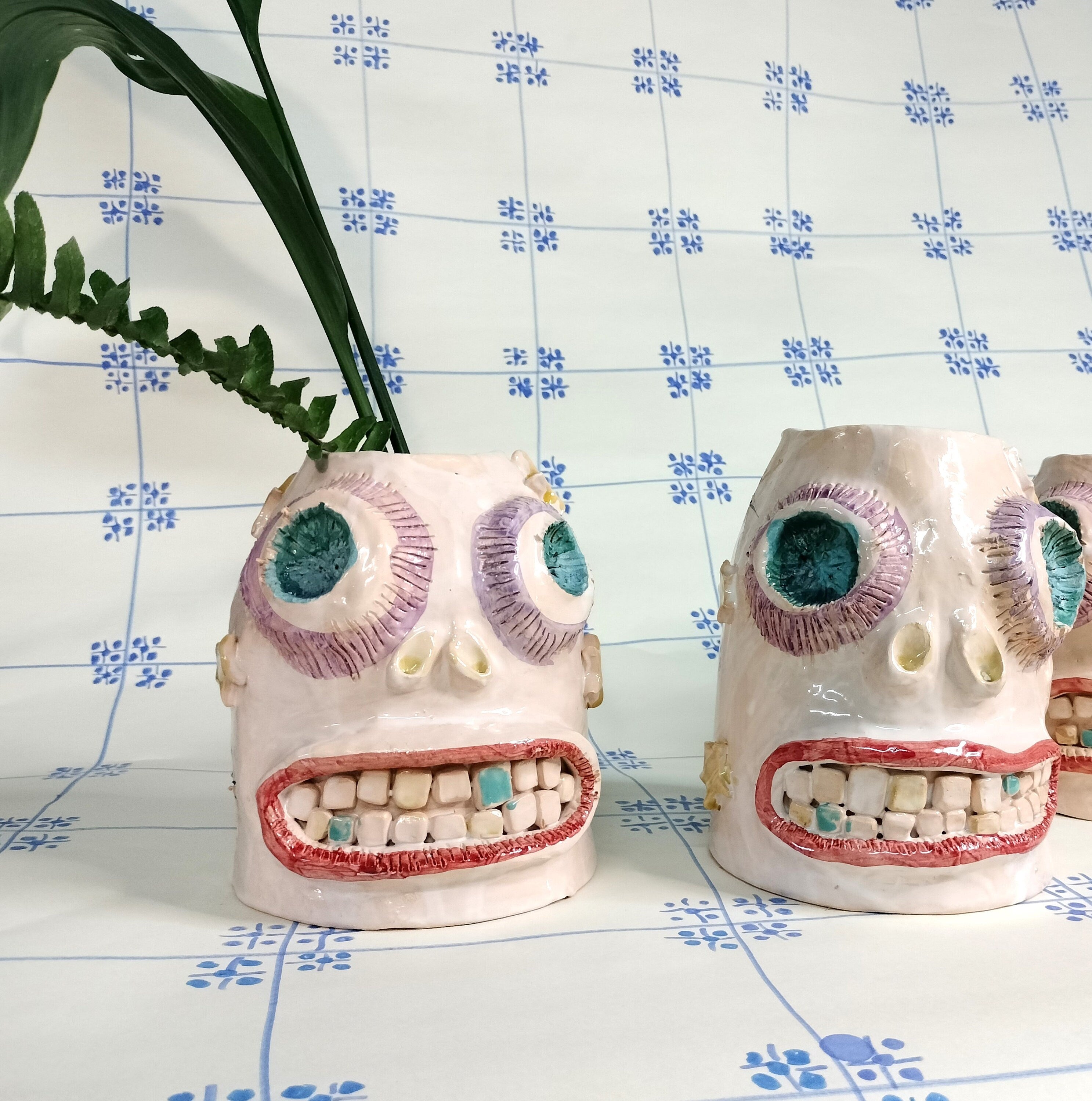 Vase Spooky Head, Handmade Decor