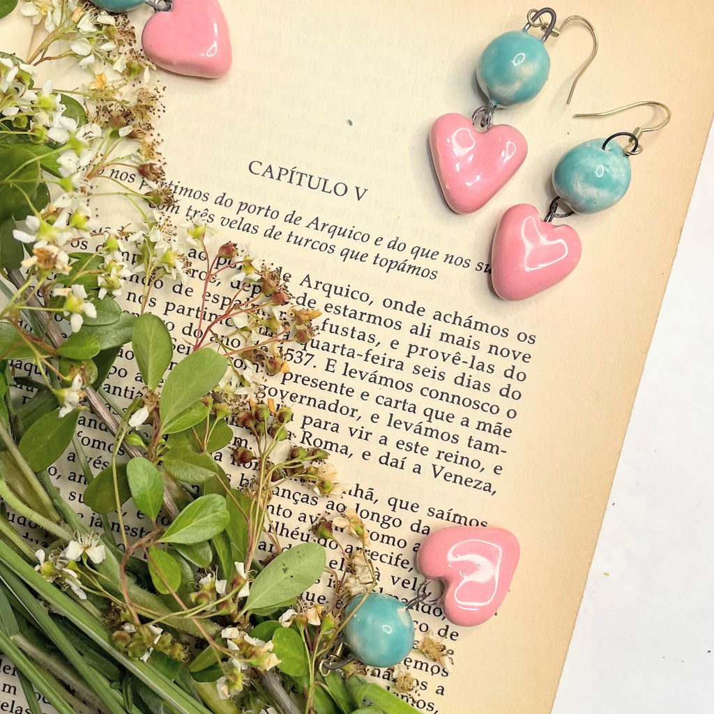 Pink Cute Heart Earrings