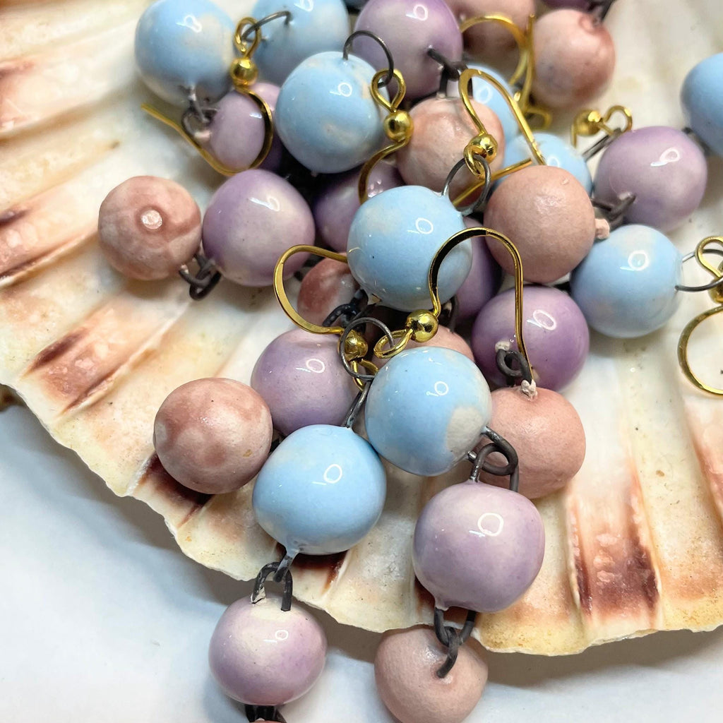 Drop Ceramic Earrings Pink Blue Jewelery