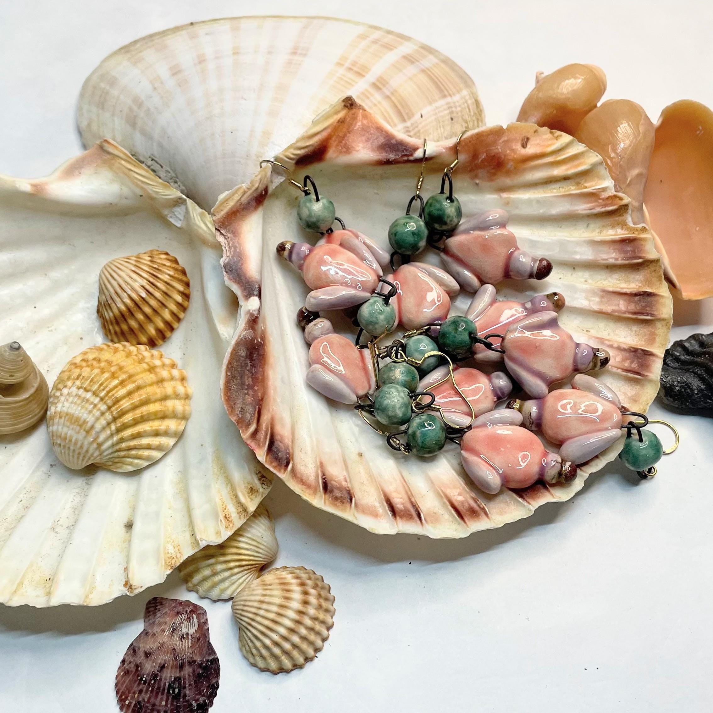 Handmade Earrings with Pink Blossom Flowers