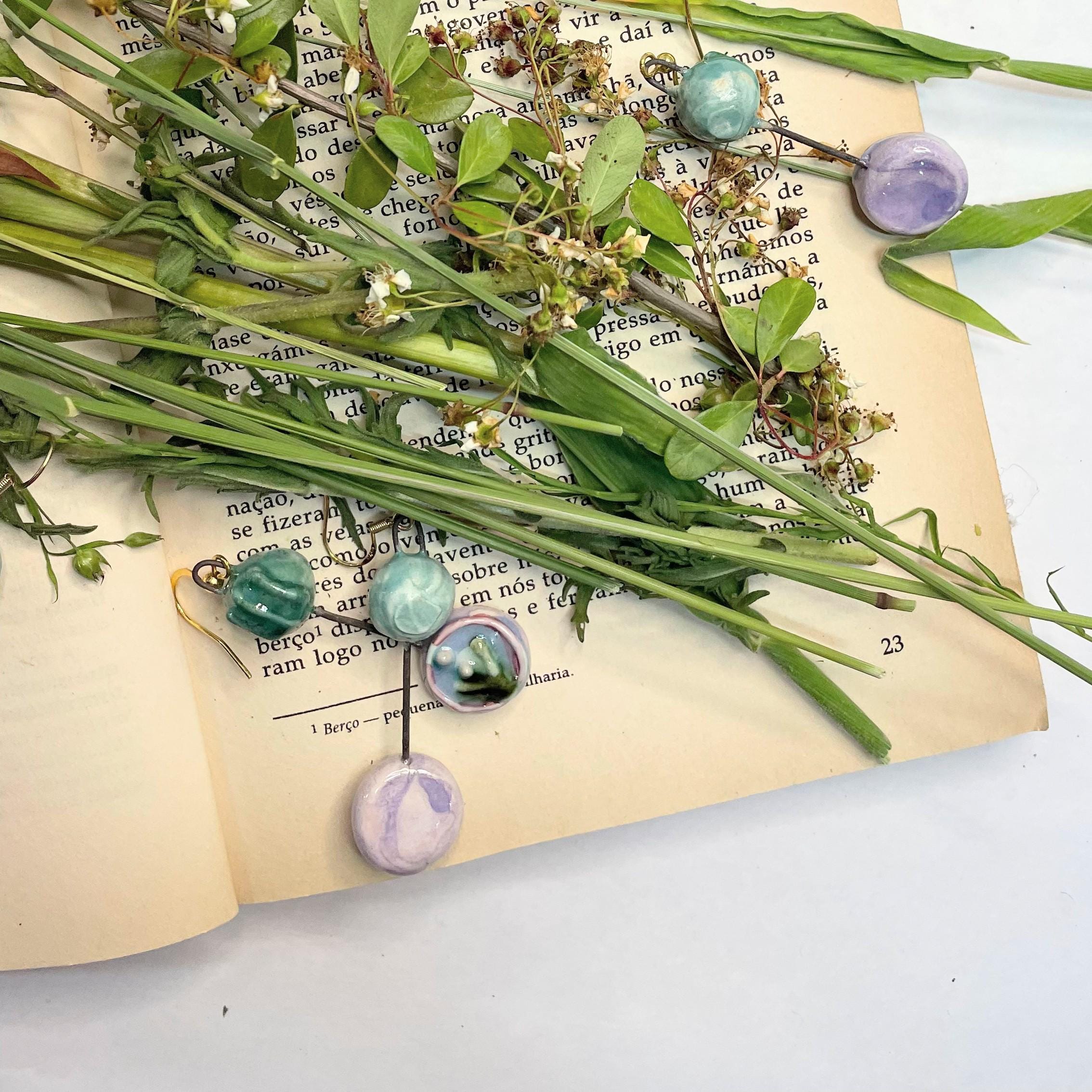 Lilac Drop Earrings Different Ceramic Jewelery