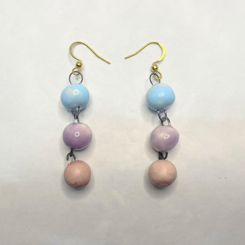 Drop Ceramic Earrings Pink Blue Jewelery