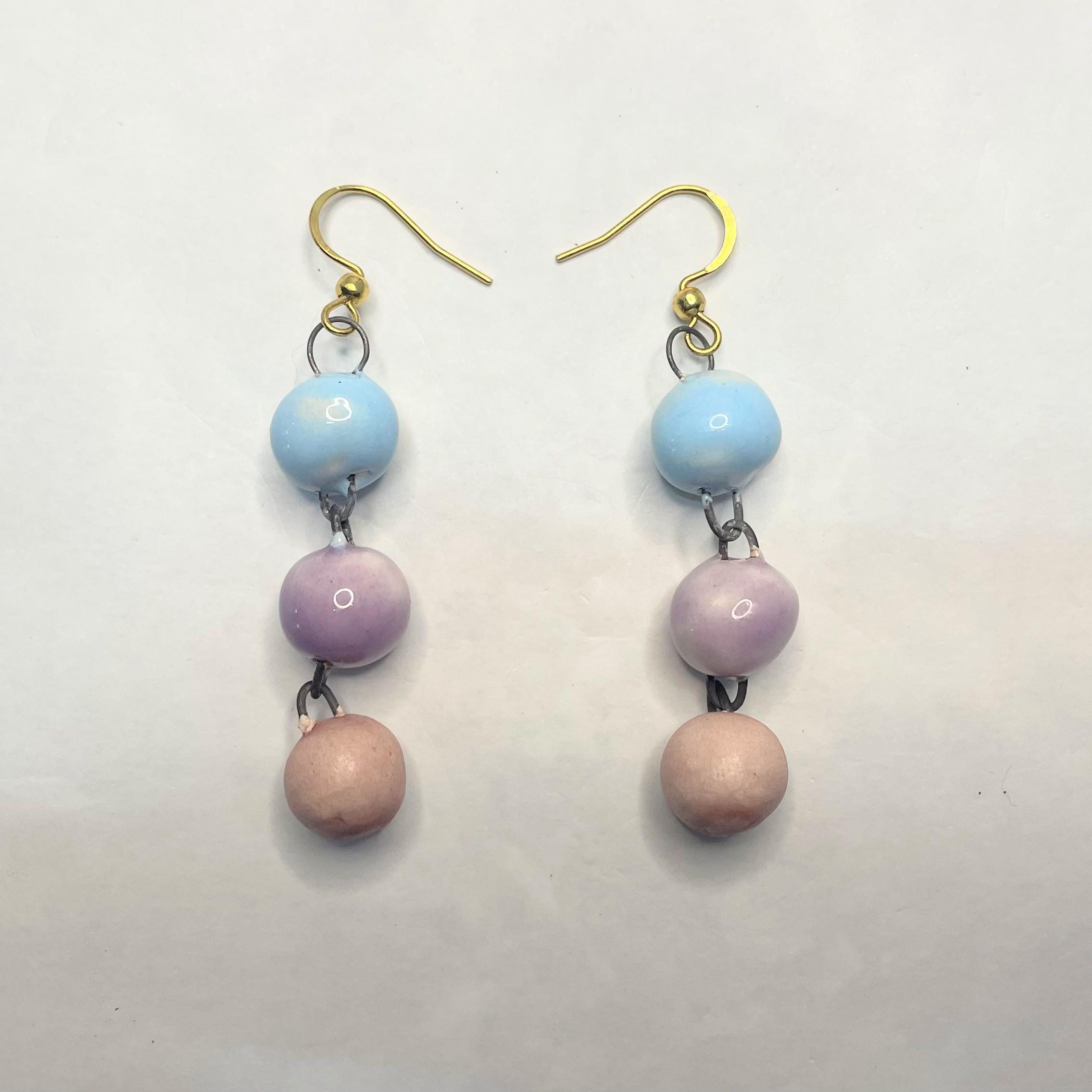 Drop Ceramic Earrings Pink Blue Jewelery