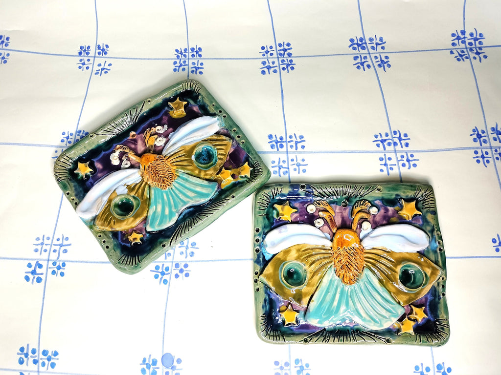 Wall Decoration with Butterfly Made of Ceramic