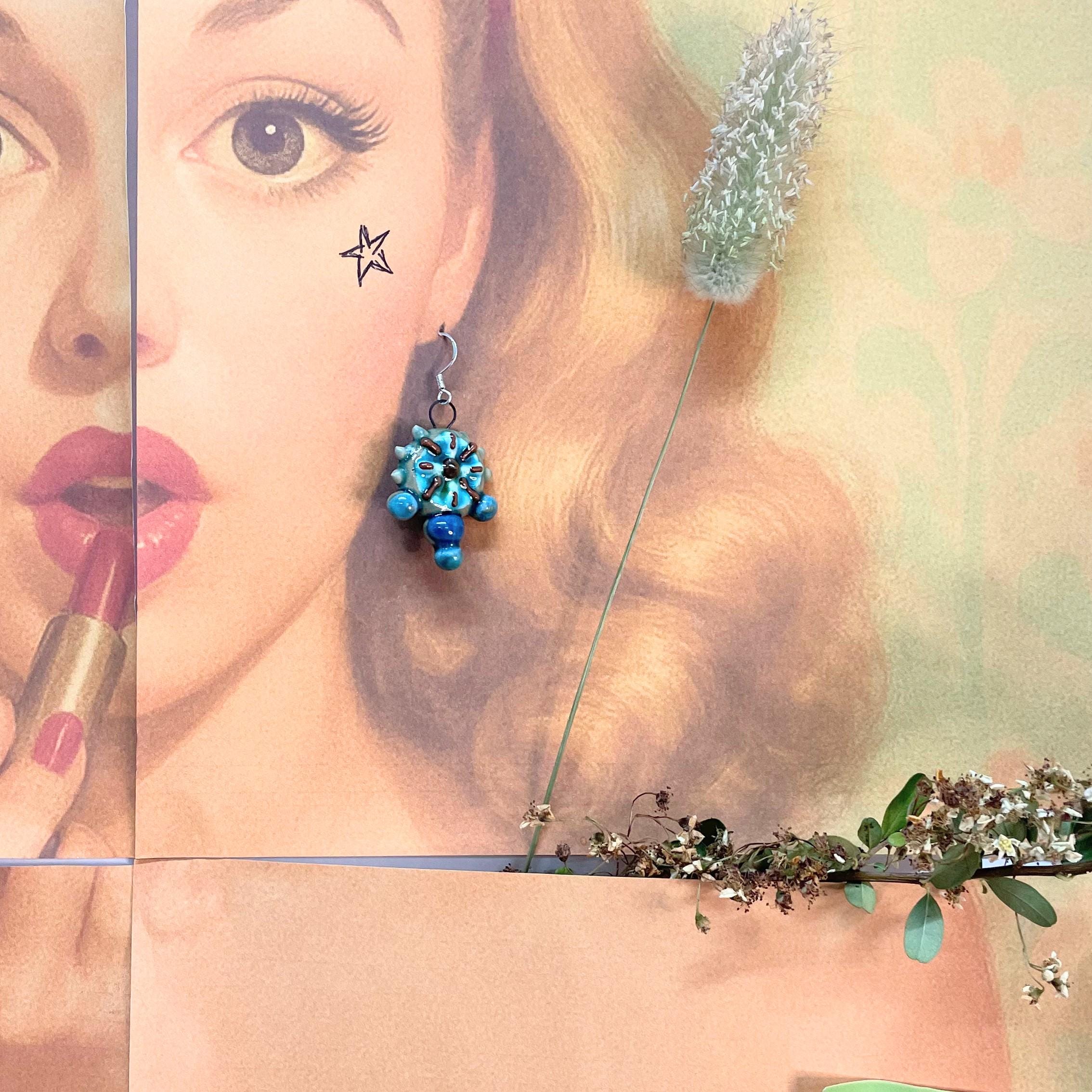 Blue Round Earrings Geometric