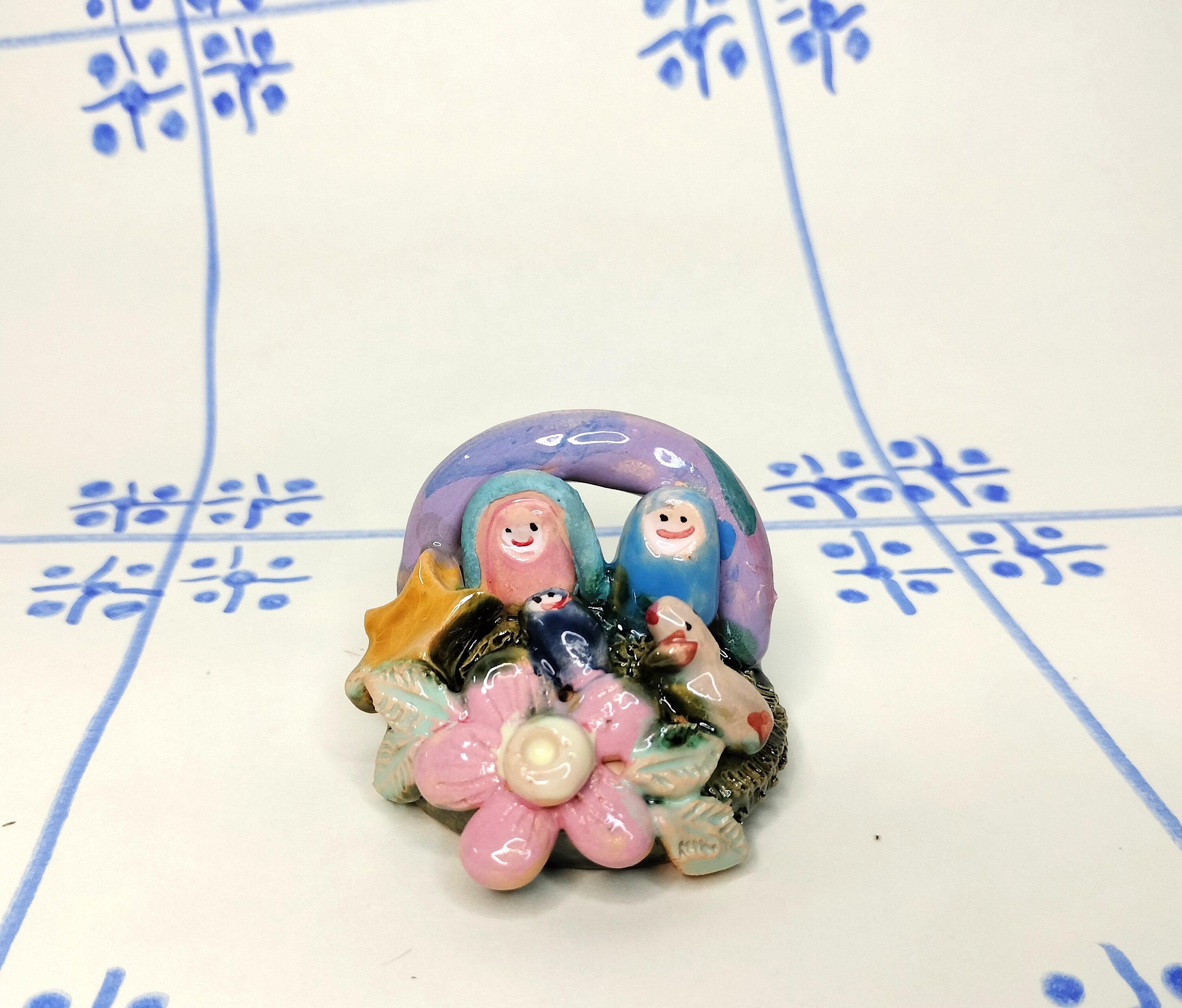 Nativity Scene Colorful Christmas in Ceramic