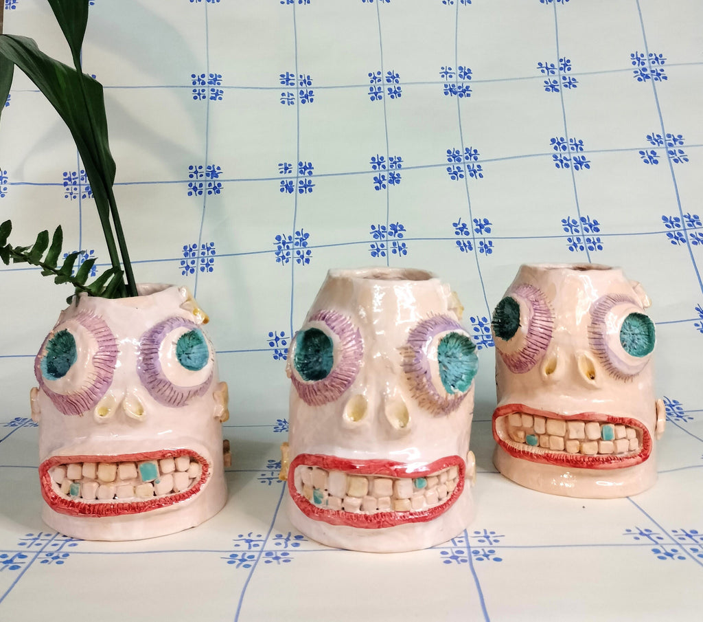 Vase Spooky Head, Handmade Decor