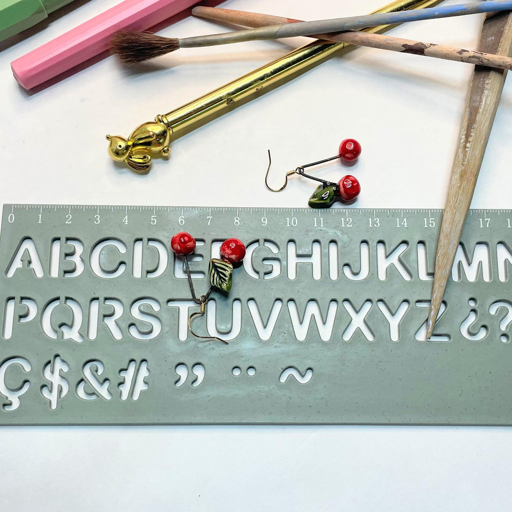 Cute Cherry Earrings Made in Ceramic