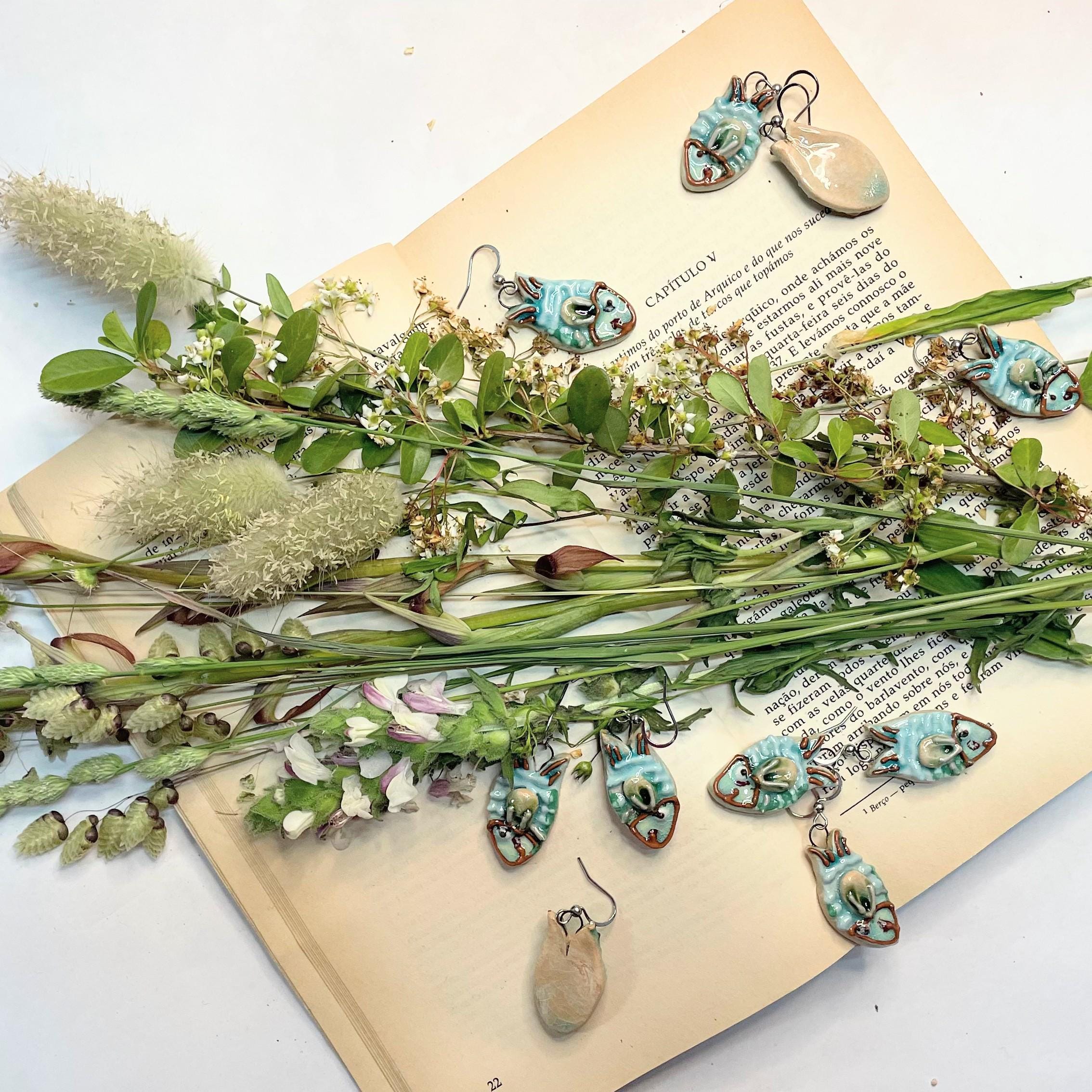 Fish Ceramic Earrings Handmade